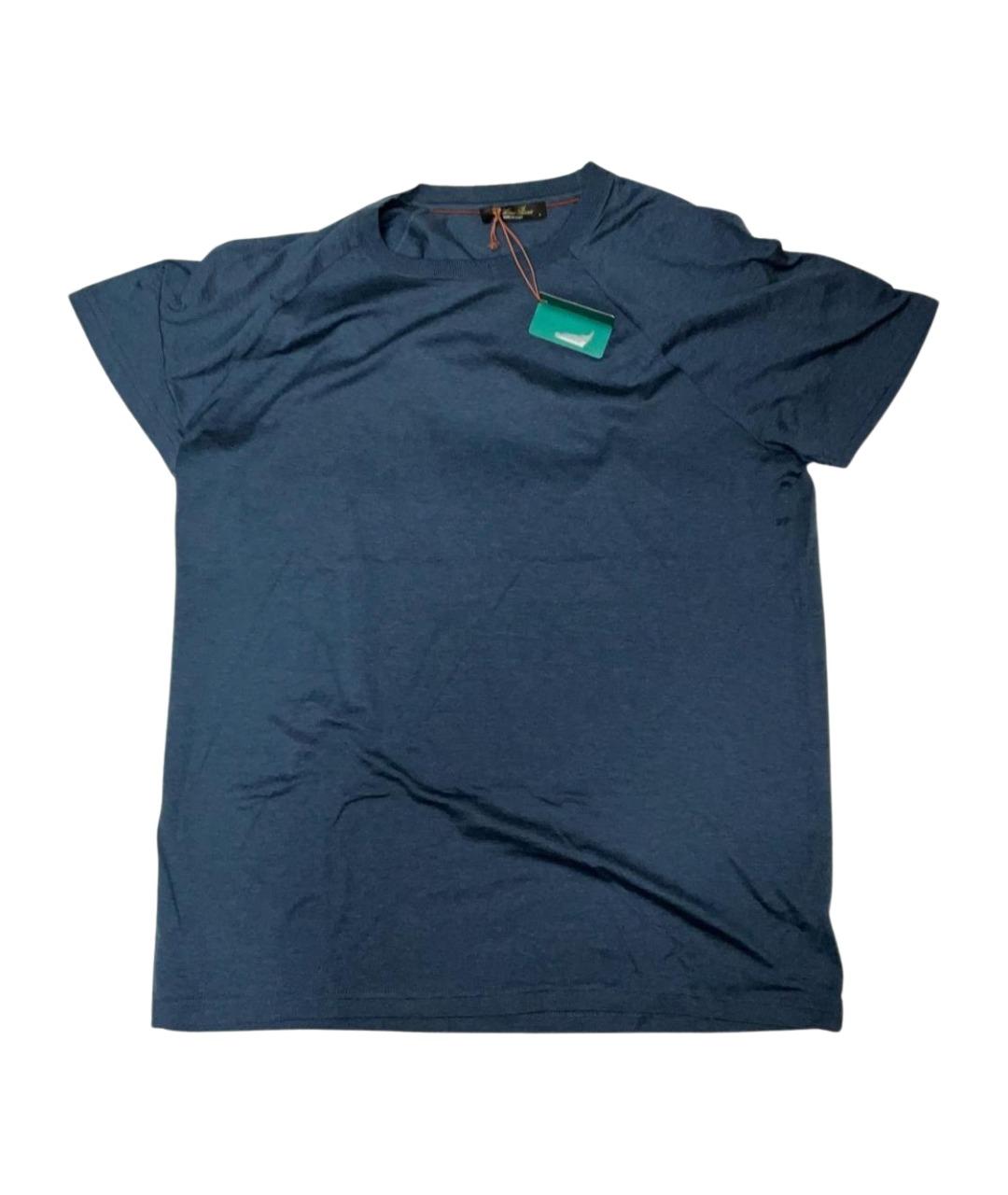 LORO PIANA Темно-синяя хлопковая футболка, фото 1
