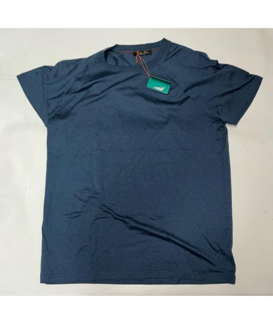 LORO PIANA Темно-синяя хлопковая футболка, фото 6