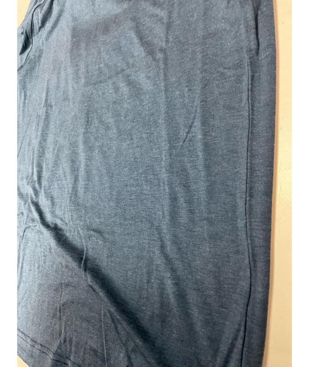 LORO PIANA Темно-синяя хлопковая футболка, фото 3