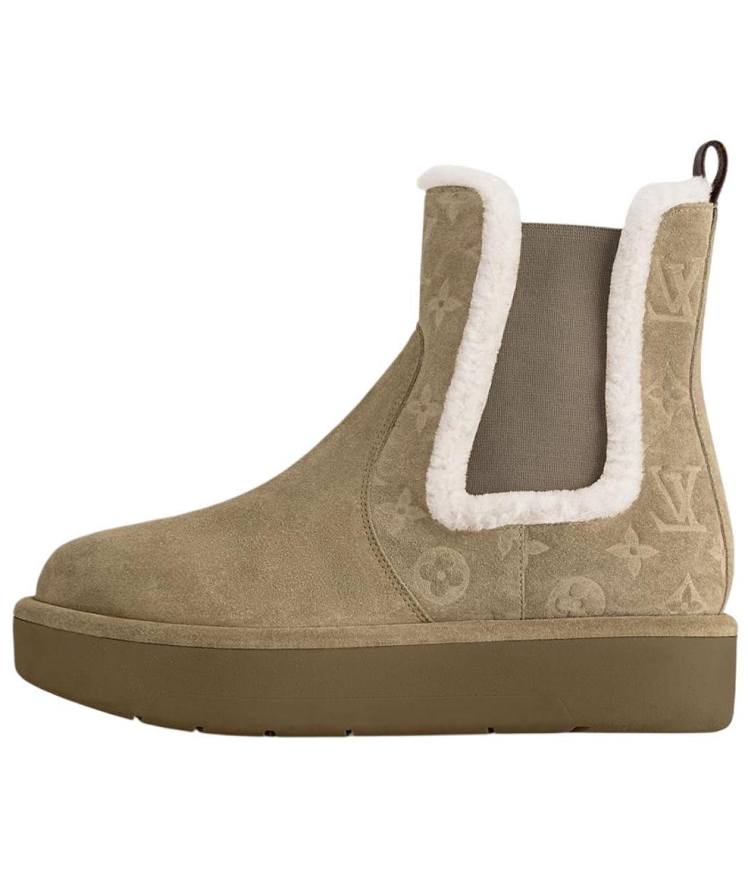 LOUIS VUITTON Хаки кожаные сапоги, фото 2