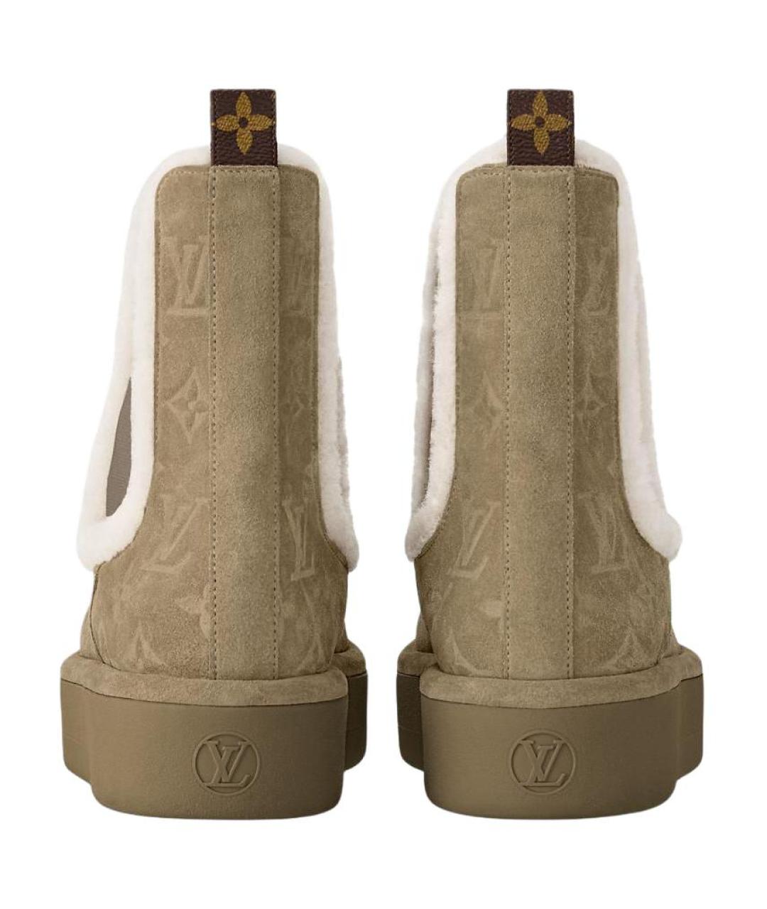 LOUIS VUITTON Хаки кожаные сапоги, фото 5