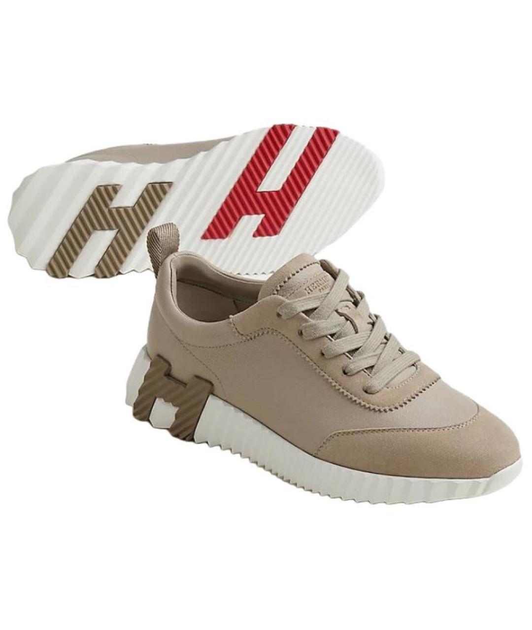 HERMES Бежевые кроссовки, фото 4