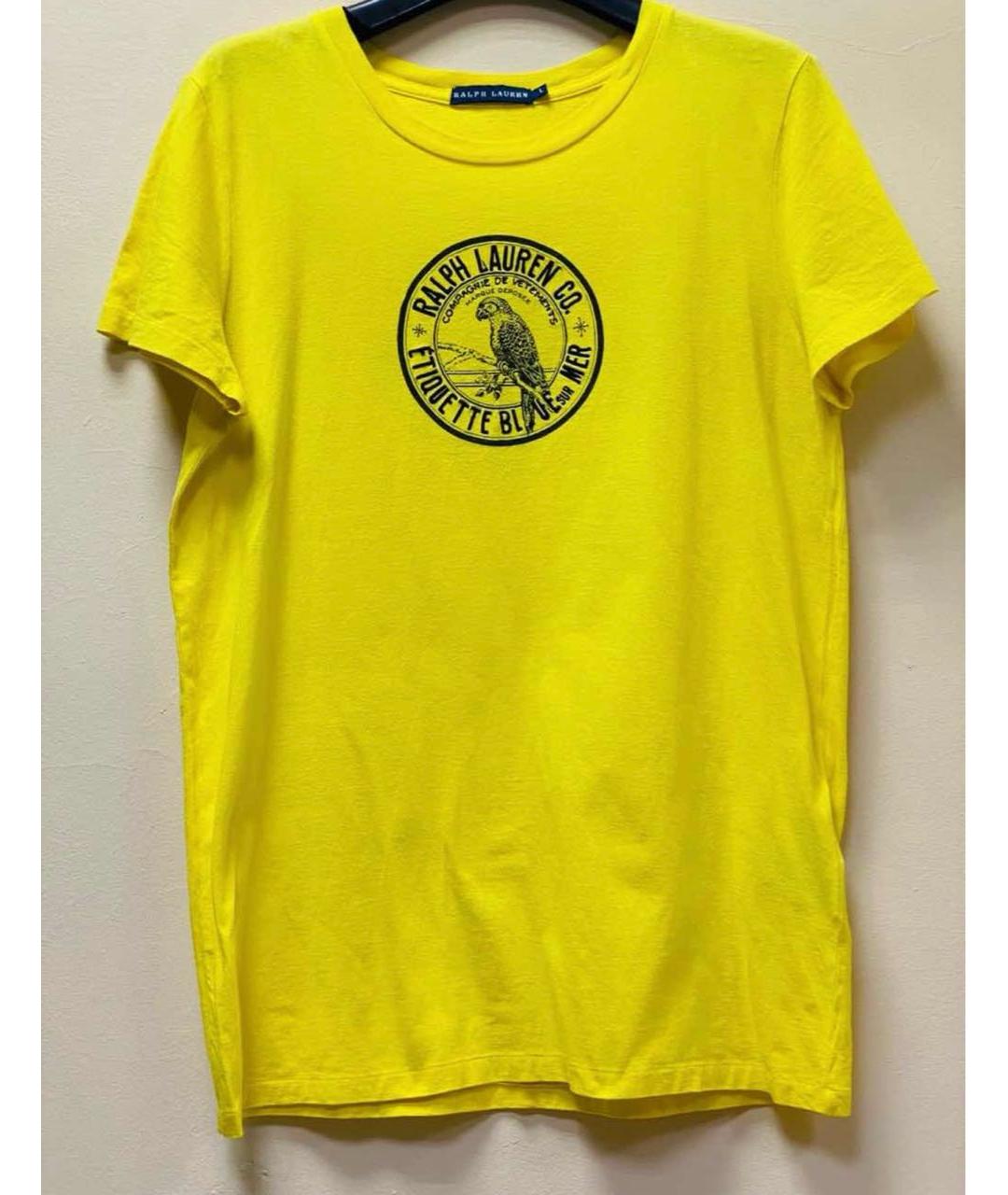 RALPH LAUREN Желтая хлопковая футболка, фото 2