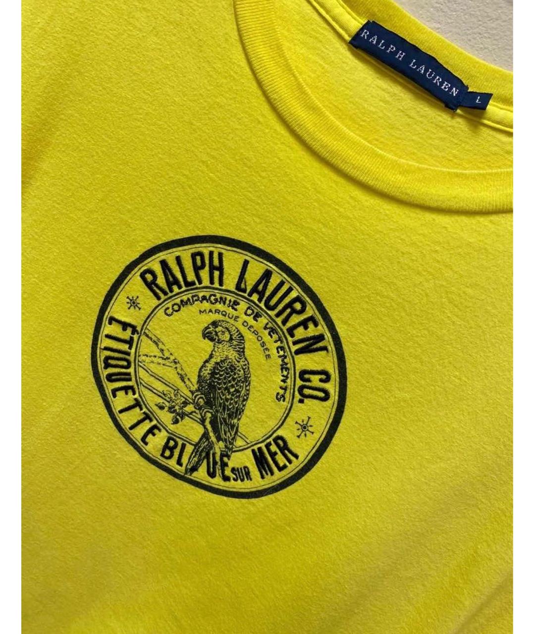RALPH LAUREN Желтая хлопковая футболка, фото 3