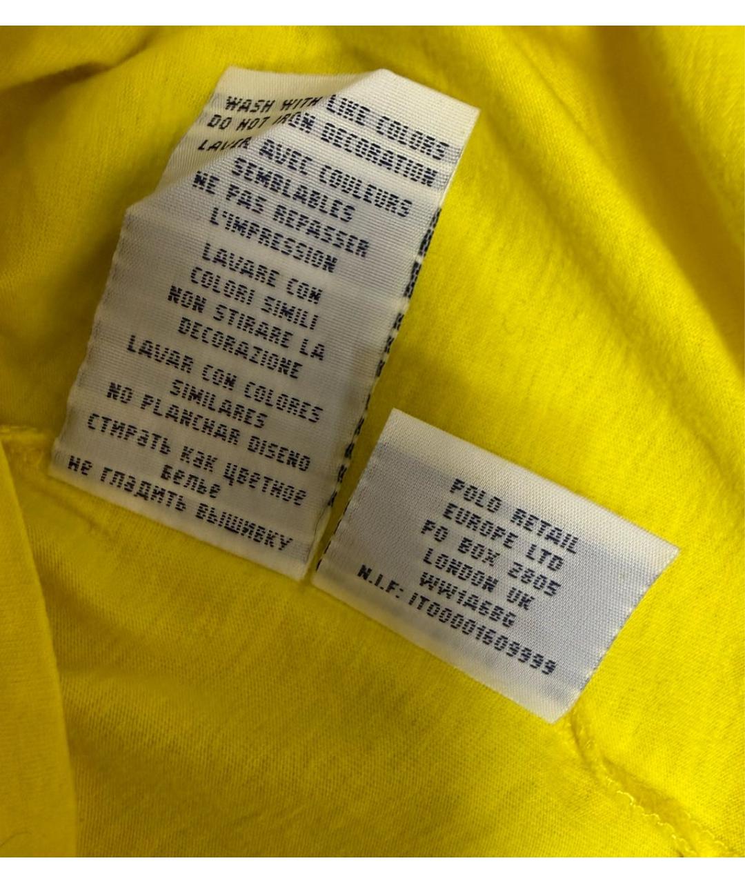 RALPH LAUREN Желтая хлопковая футболка, фото 5
