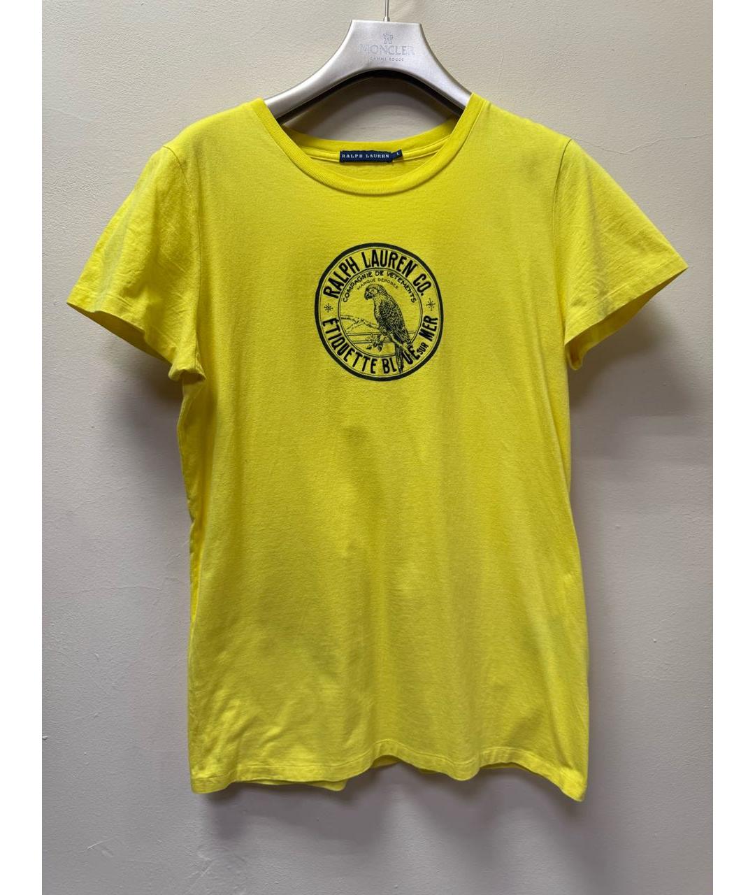 RALPH LAUREN Желтая хлопковая футболка, фото 6