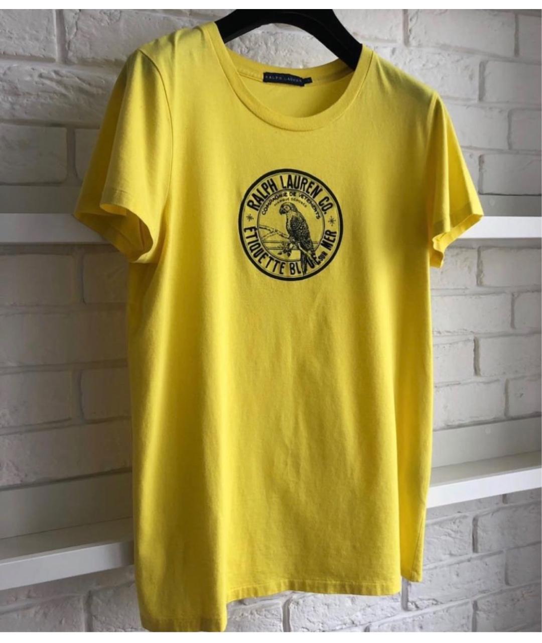 RALPH LAUREN Желтая хлопковая футболка, фото 7