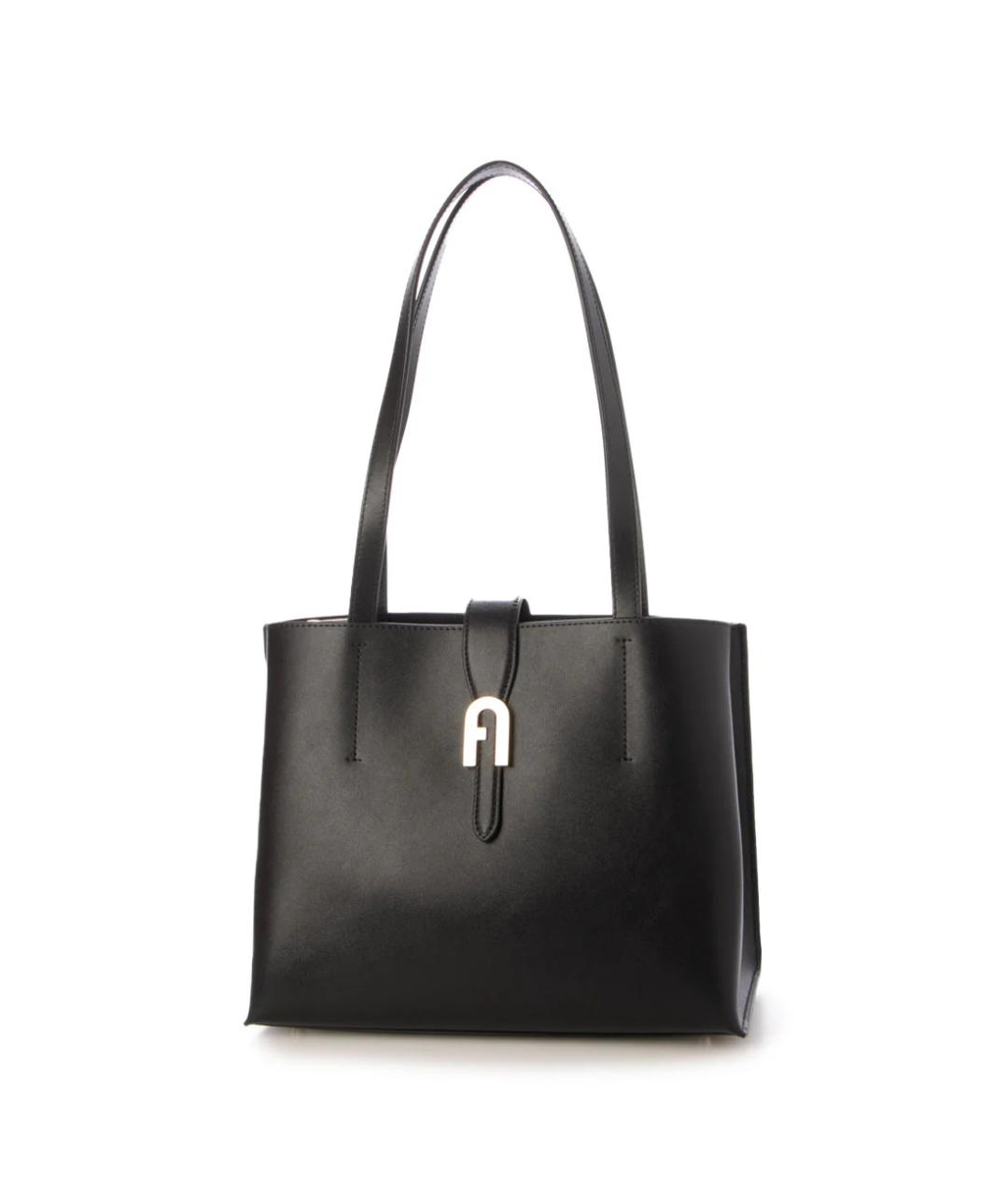 FURLA Черная кожаная сумка тоут, фото 9