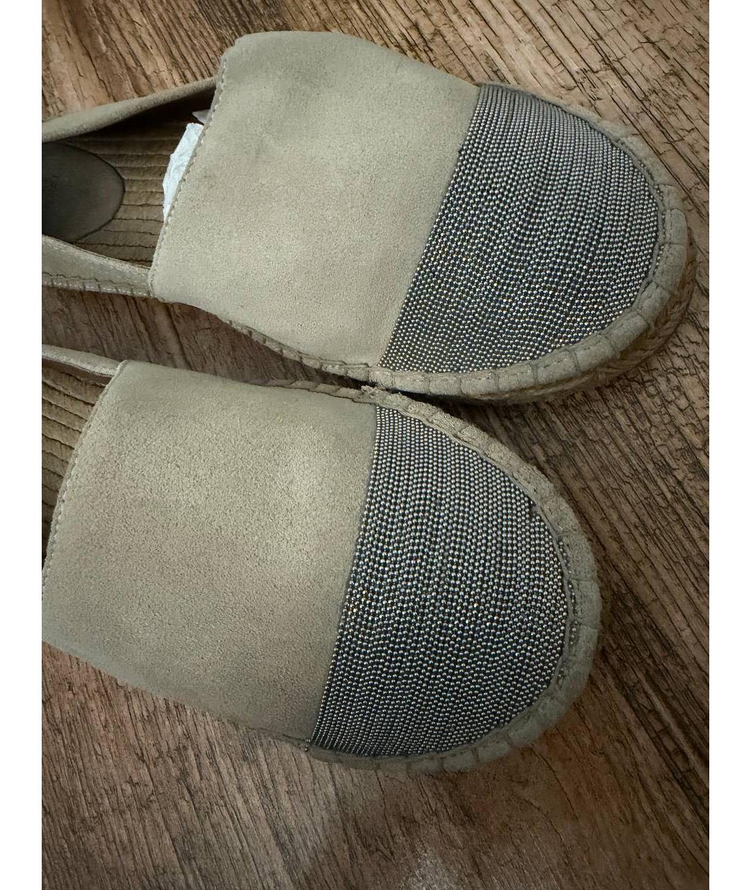 BRUNELLO CUCINELLI Бежевые замшевые эспадрильи, фото 4