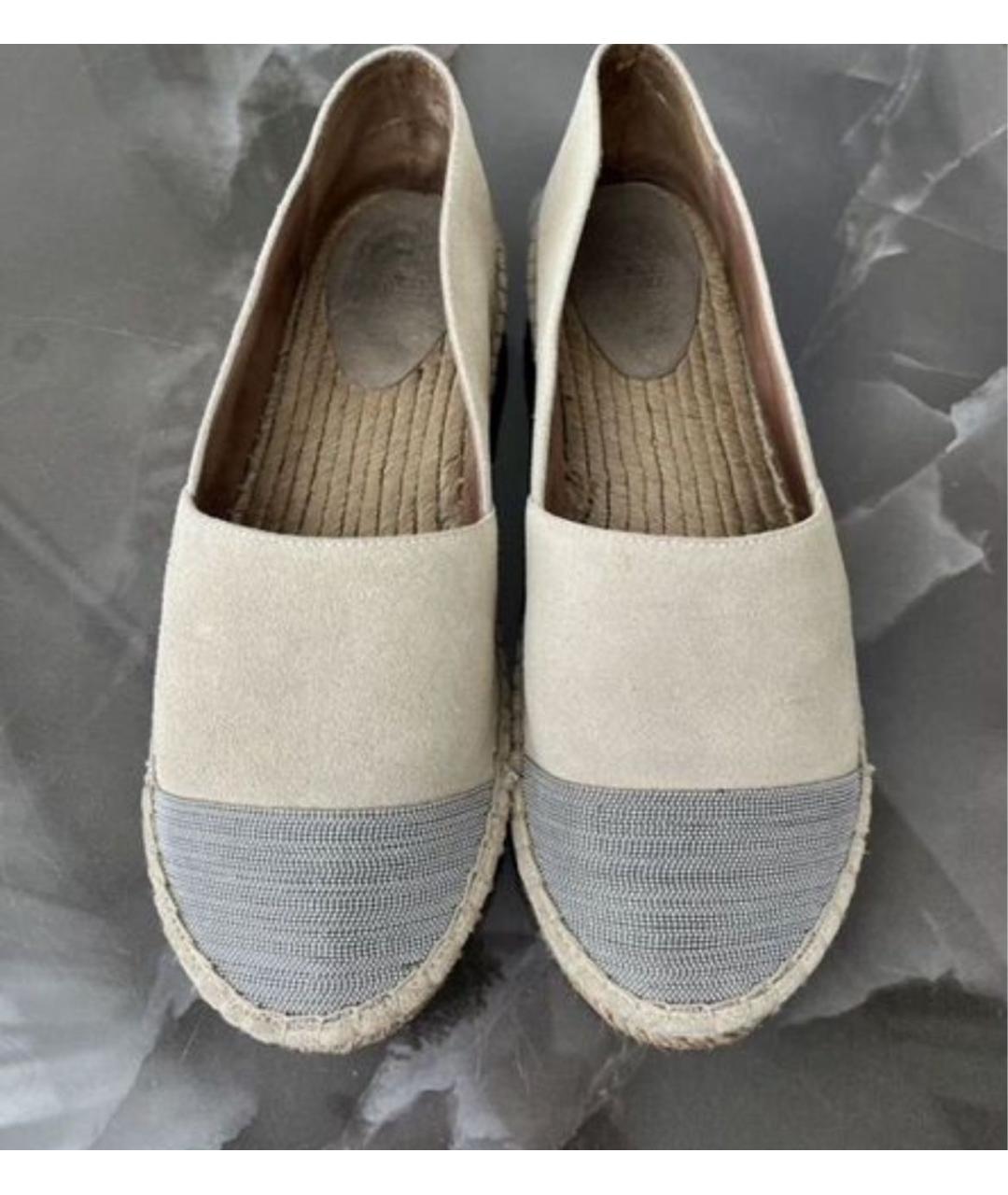 BRUNELLO CUCINELLI Бежевые замшевые эспадрильи, фото 2
