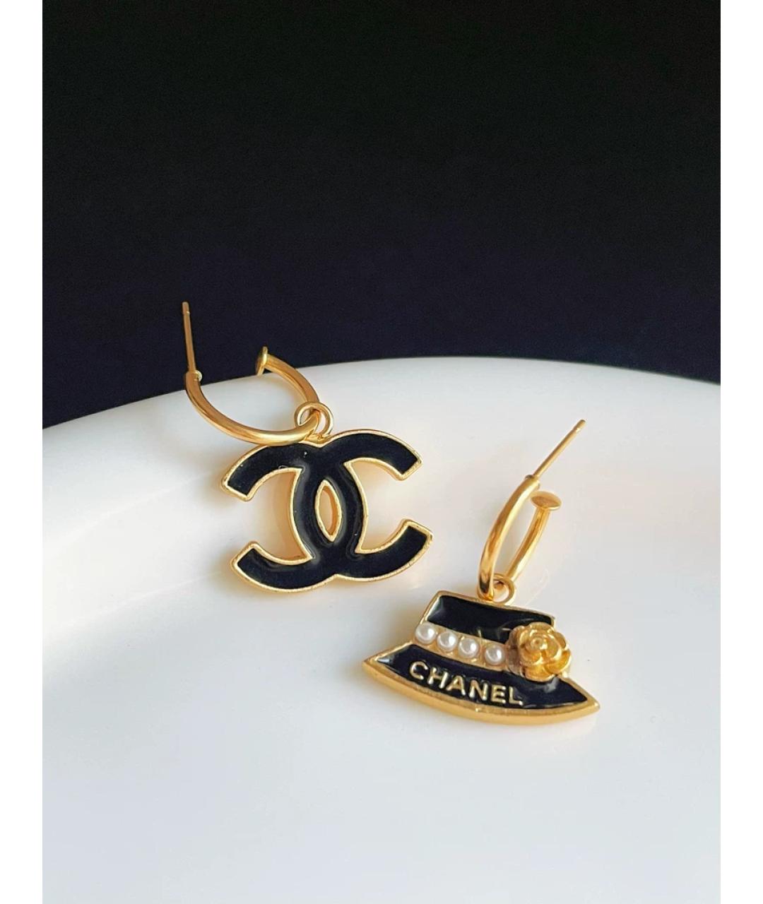 CHANEL Золотые металлические серьги, фото 3