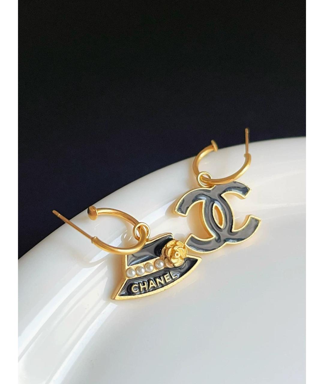 CHANEL Золотые металлические серьги, фото 4