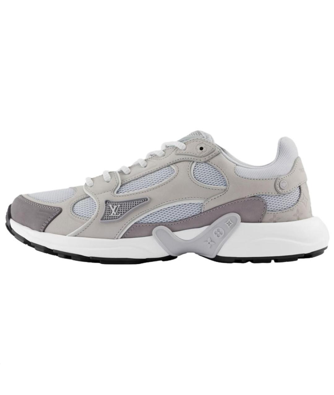 LOUIS VUITTON Серые кожаные кроссовки, фото 2