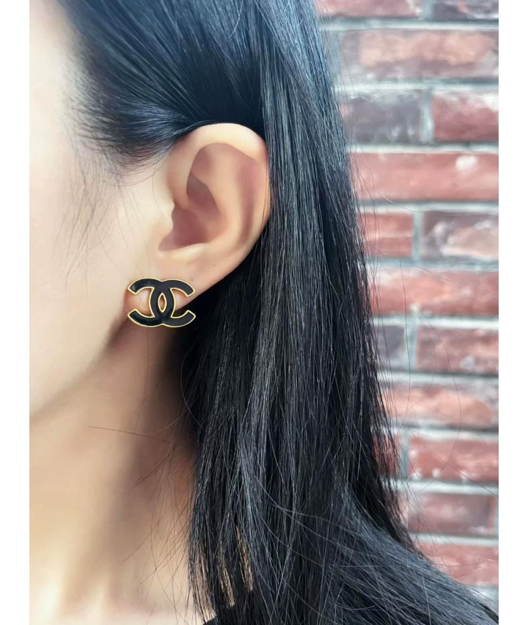 CHANEL Черные металлические серьги, фото 4