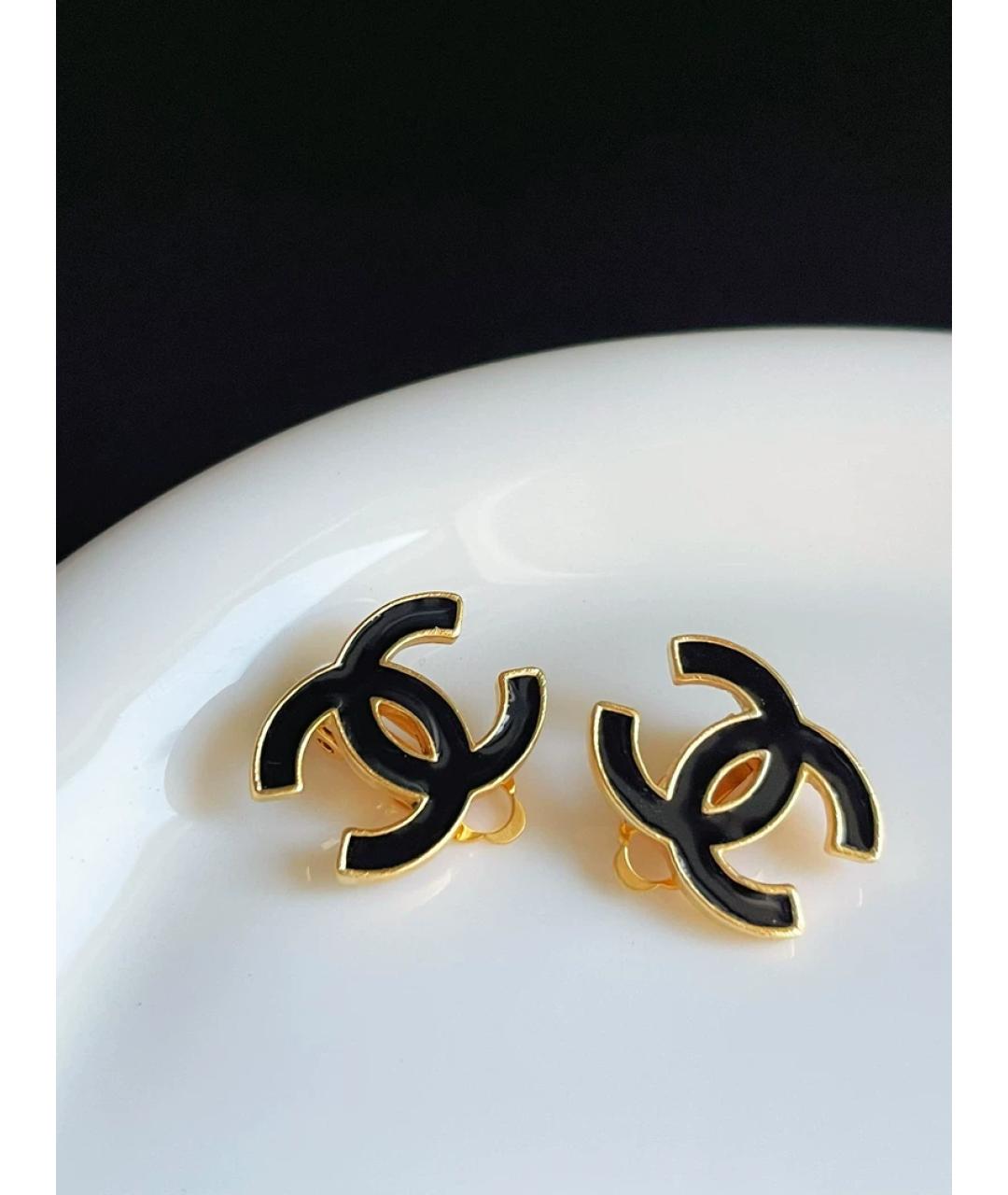 CHANEL Черные металлические серьги, фото 6