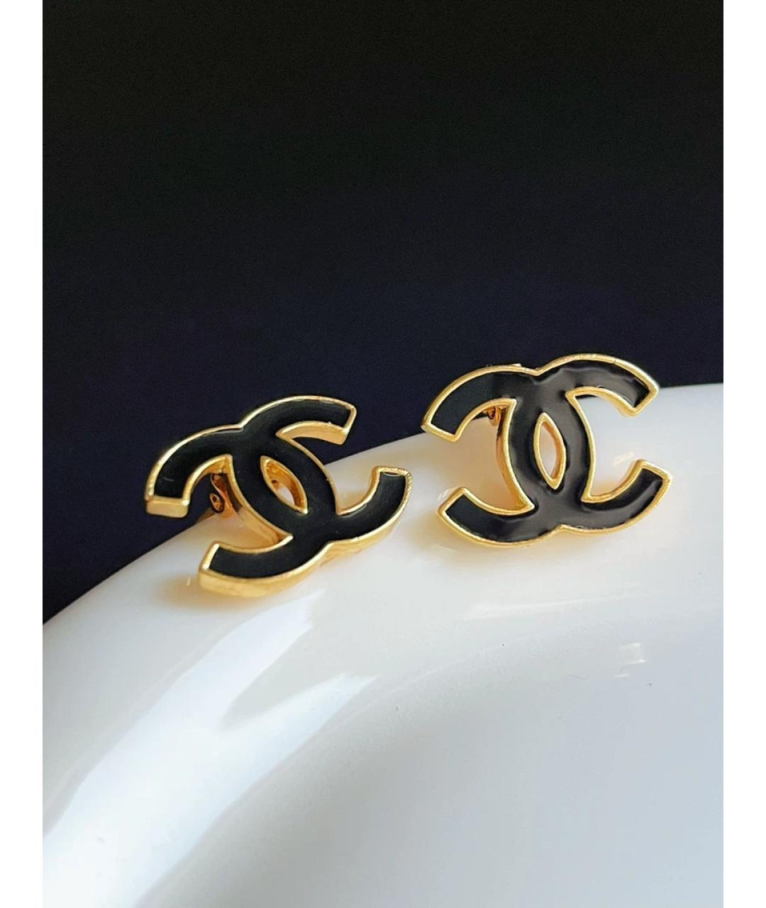 CHANEL Черные металлические серьги, фото 5