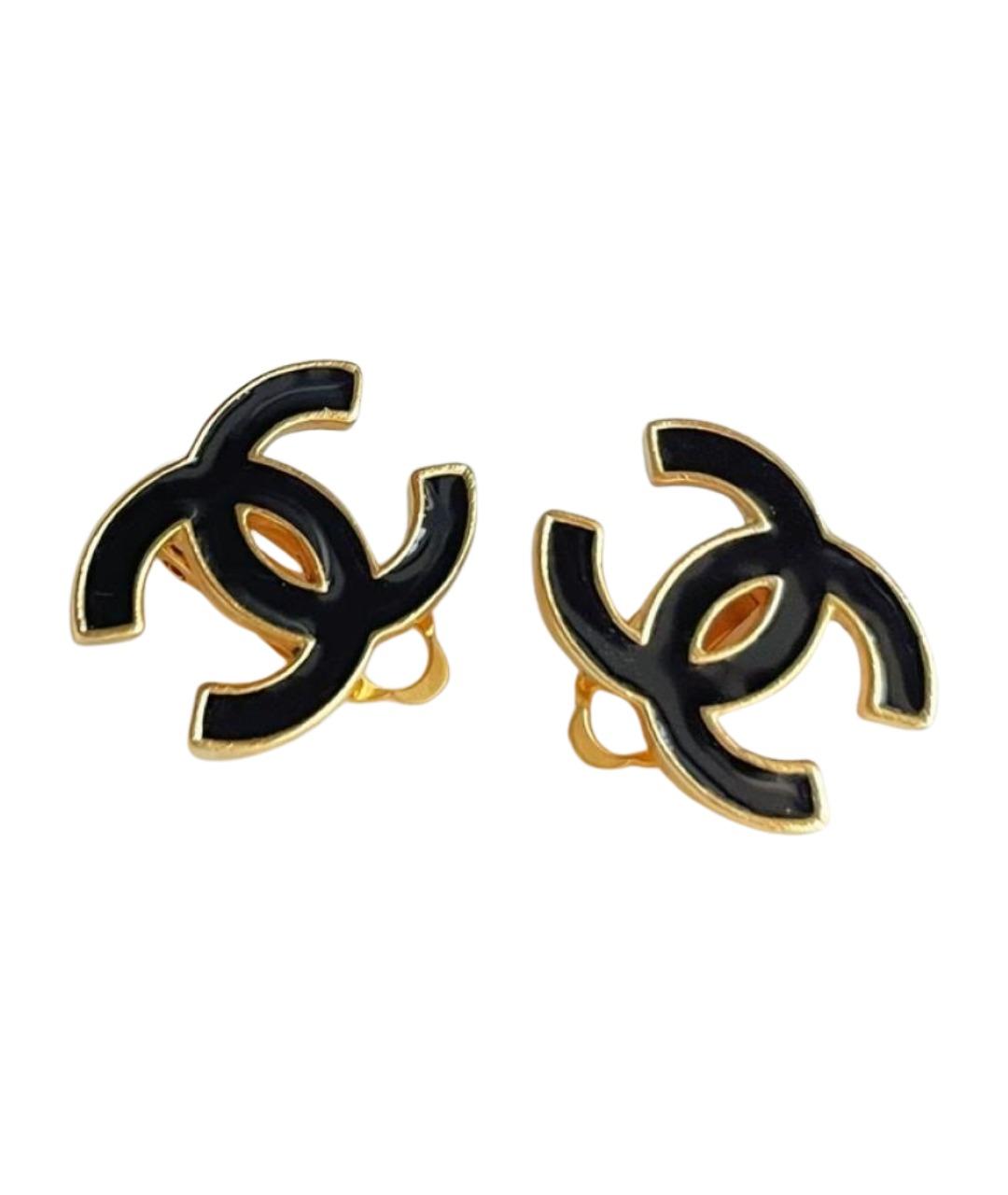 CHANEL Черные металлические серьги, фото 1