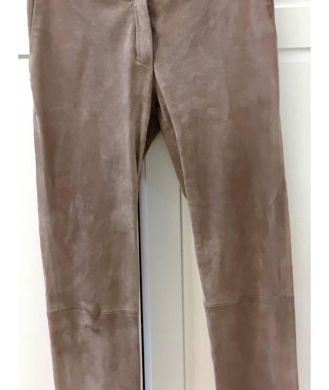 FABIANA FILIPPI Бежевые замшевые прямые брюки, фото 2