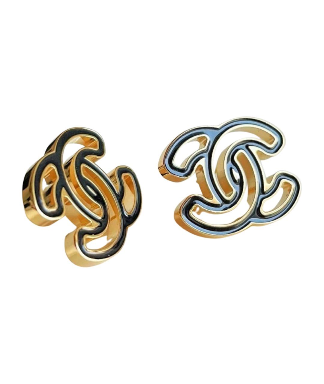 CHANEL Золотые металлические серьги, фото 2