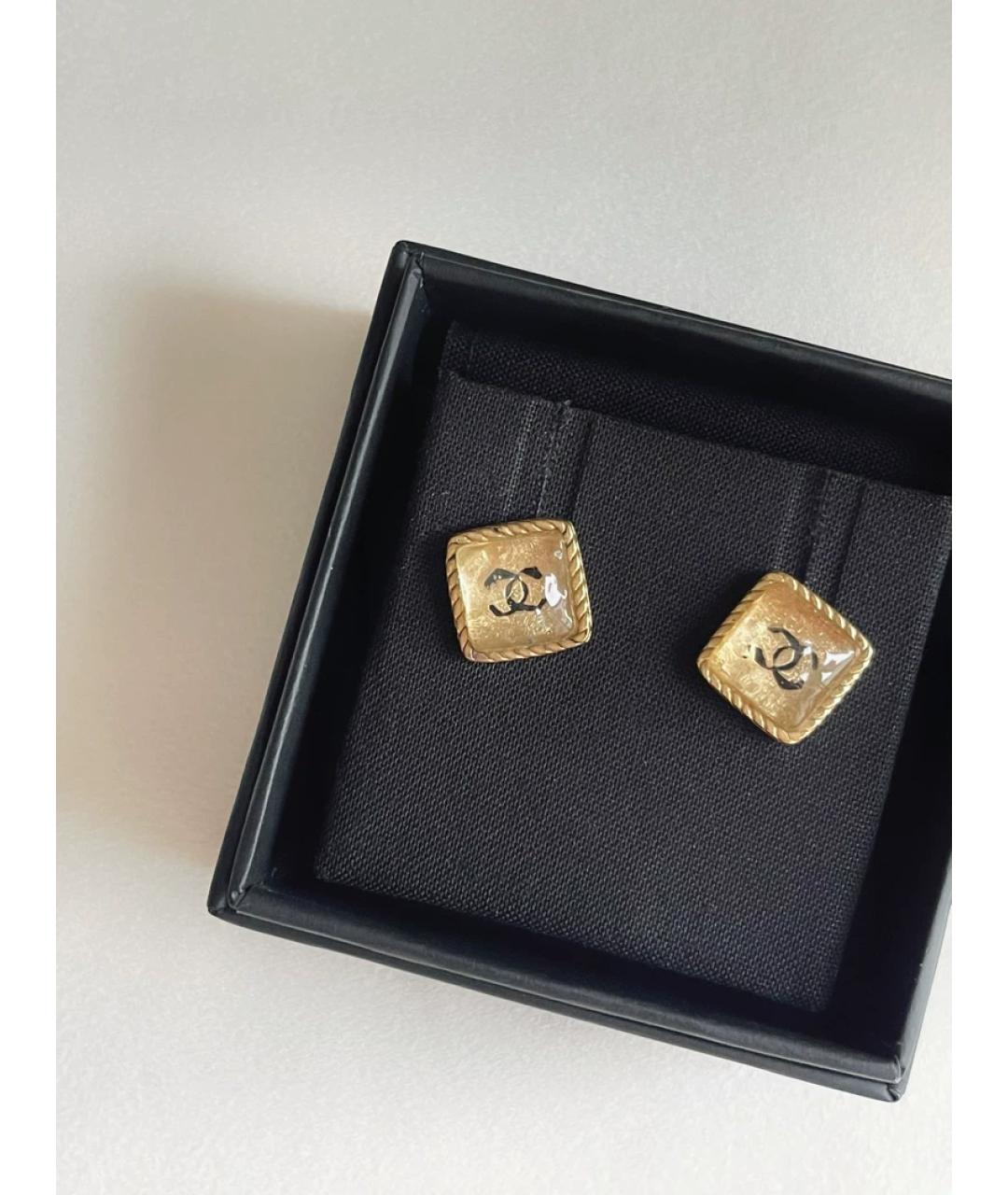 CHANEL Золотые металлические серьги, фото 3