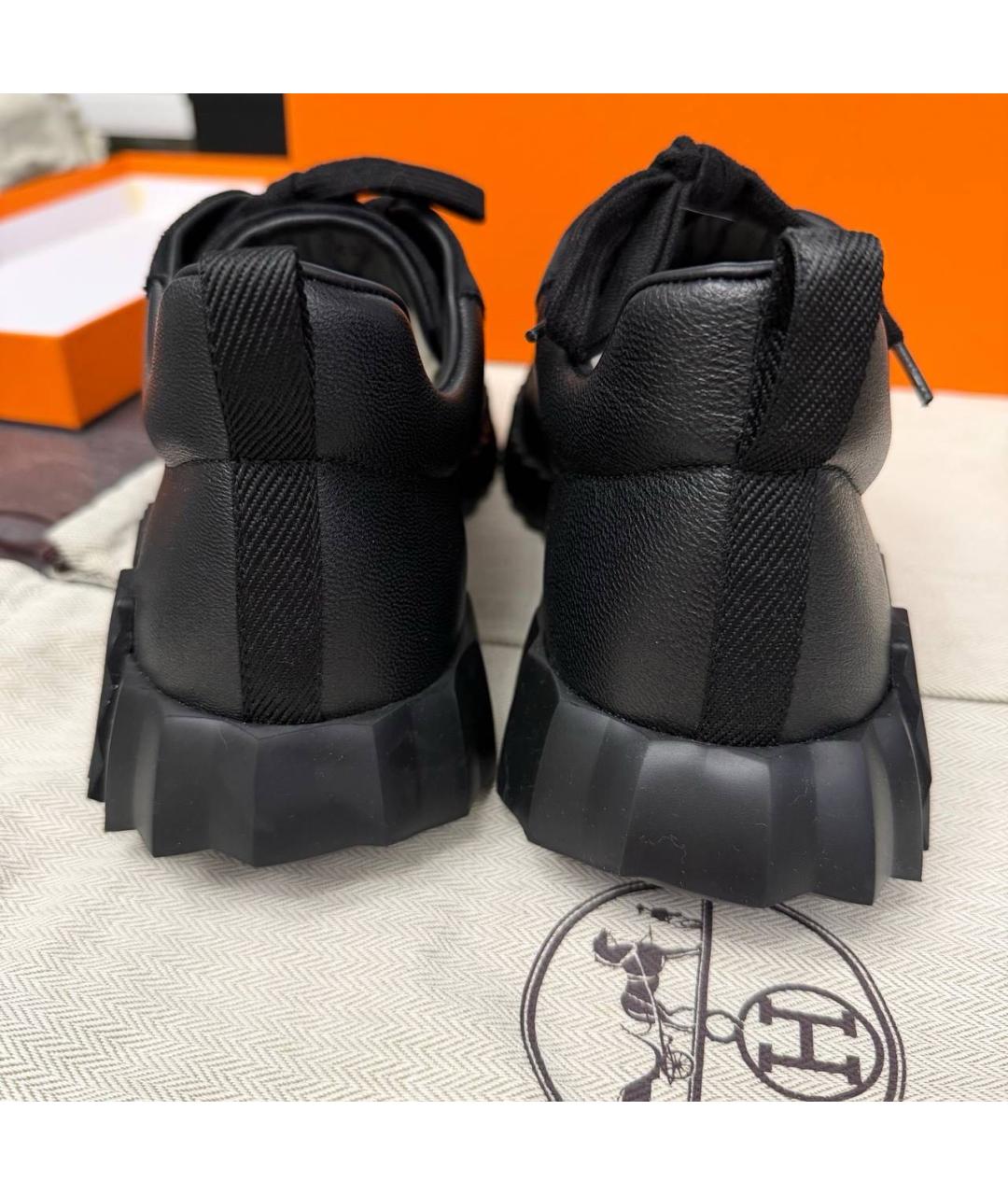 HERMES Черные кожаные низкие кроссовки / кеды, фото 6