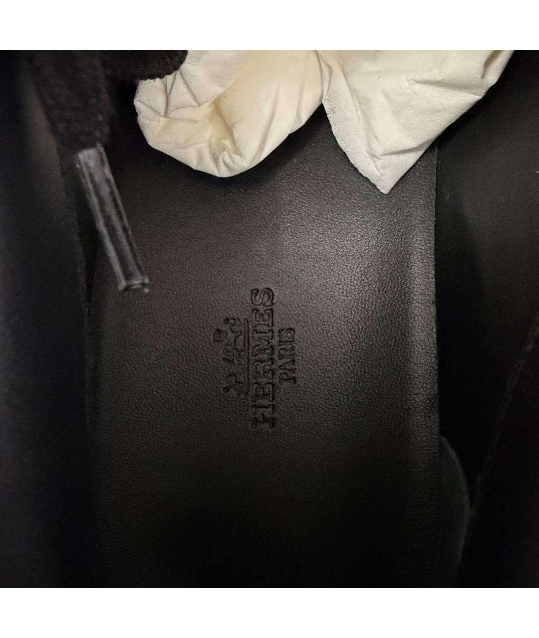 HERMES Черные кожаные низкие кроссовки / кеды, фото 7