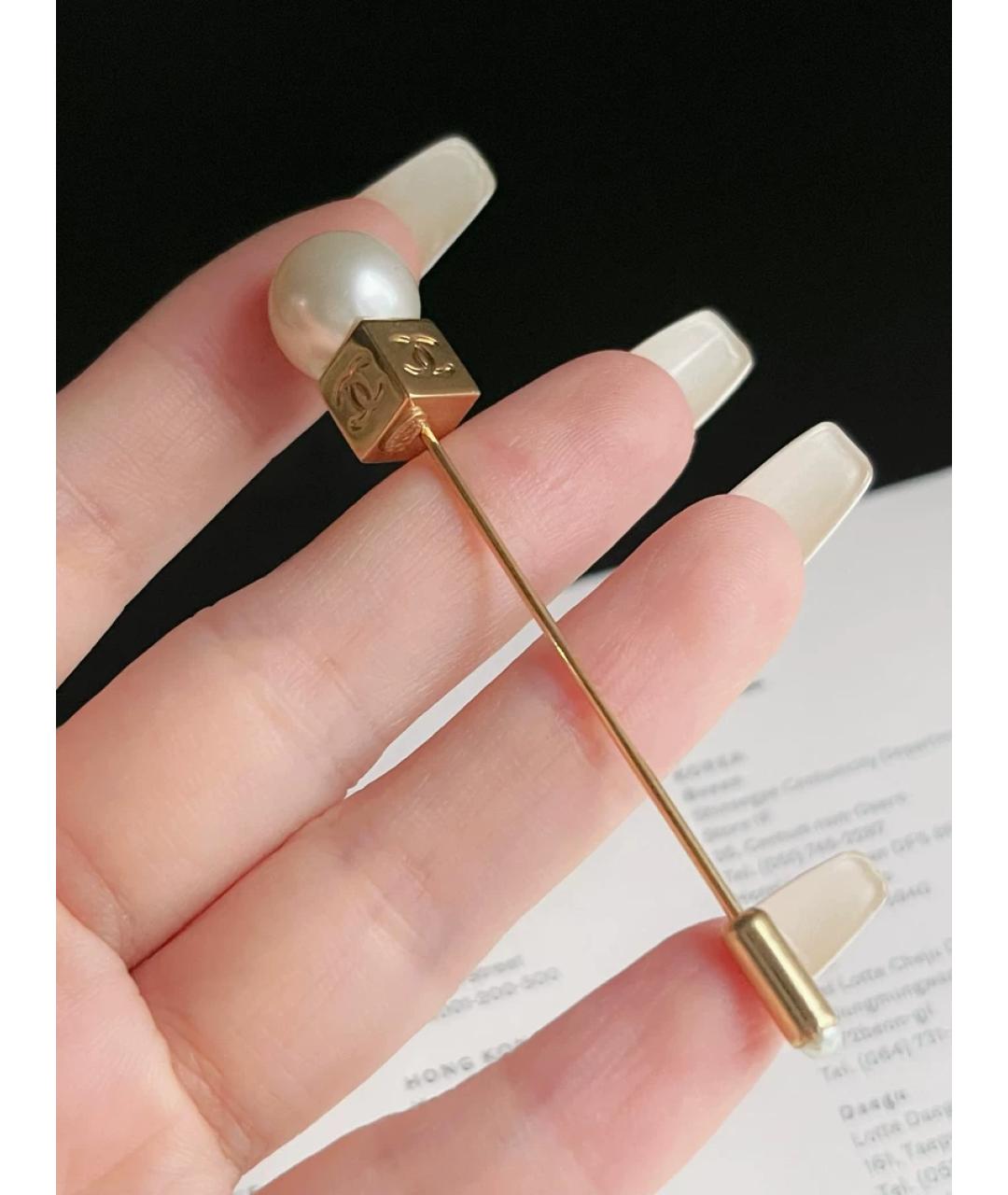 CHANEL Золотая жемчужная булавка / брошь, фото 4
