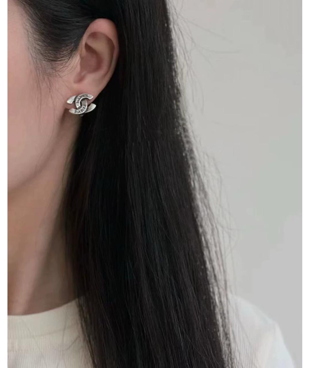 CHANEL Серебряные металлические серьги, фото 4