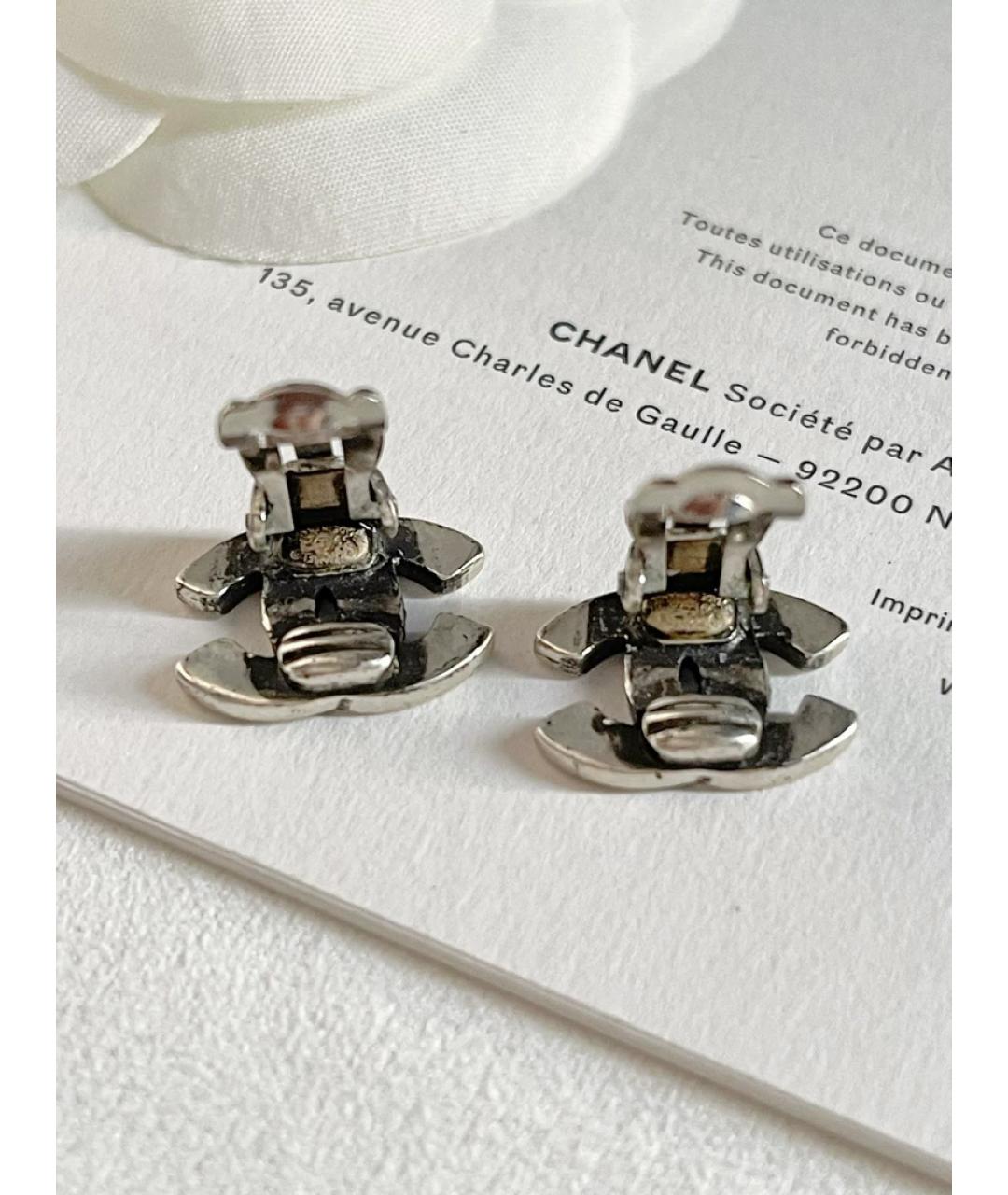 CHANEL Серебряные металлические серьги, фото 3