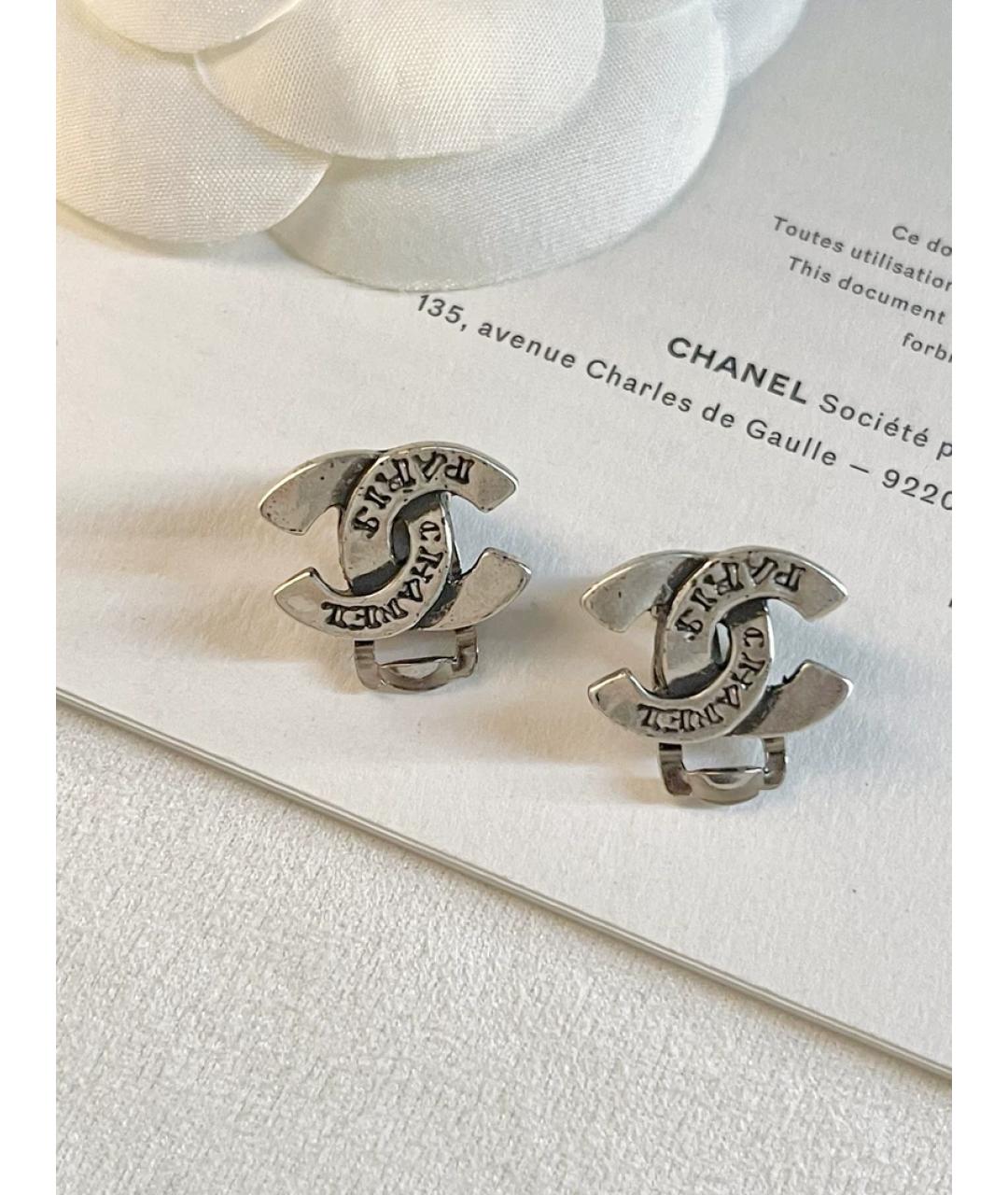 CHANEL Серебряные металлические серьги, фото 2