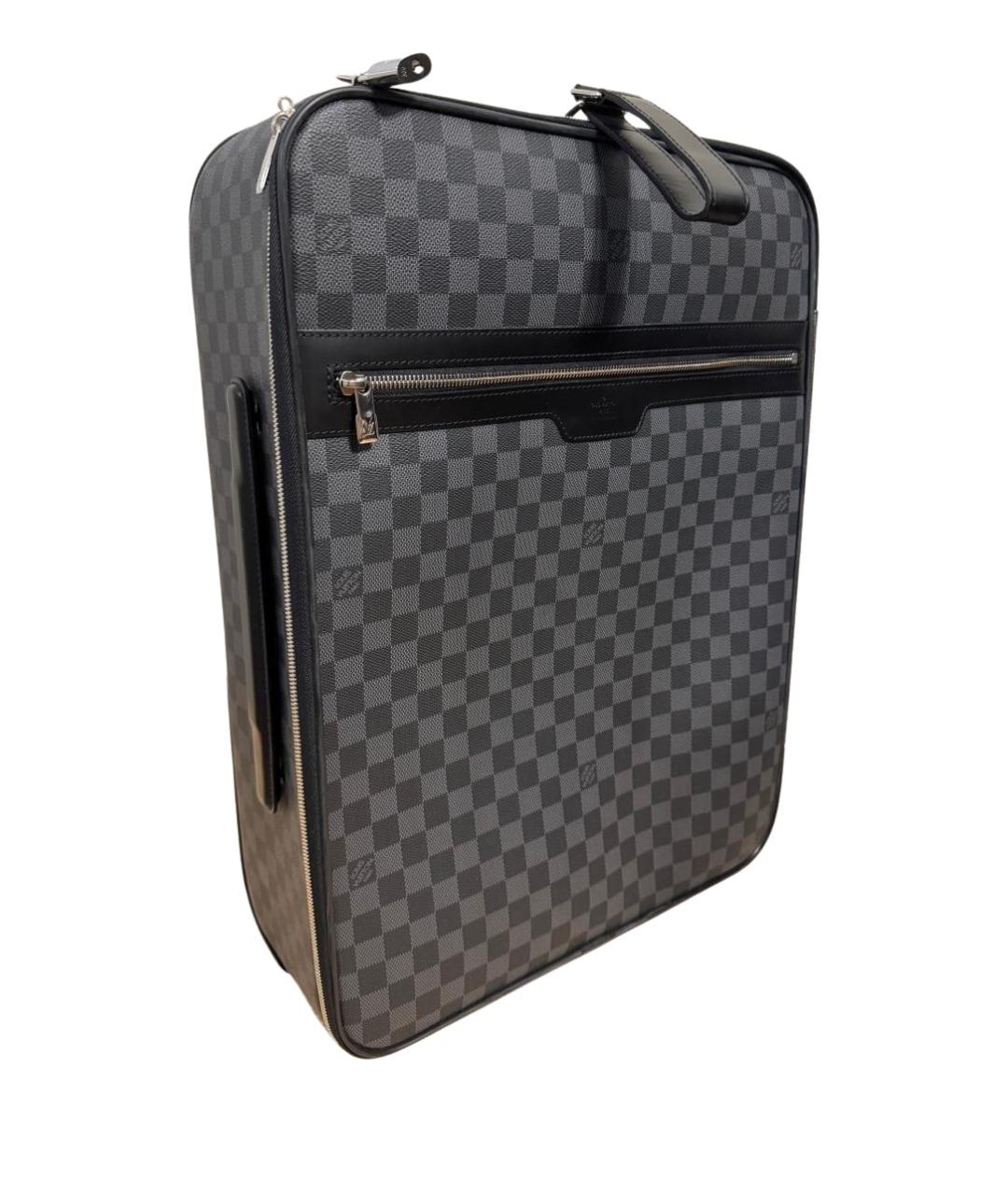 LOUIS VUITTON Черный кожаный чемодан, фото 1