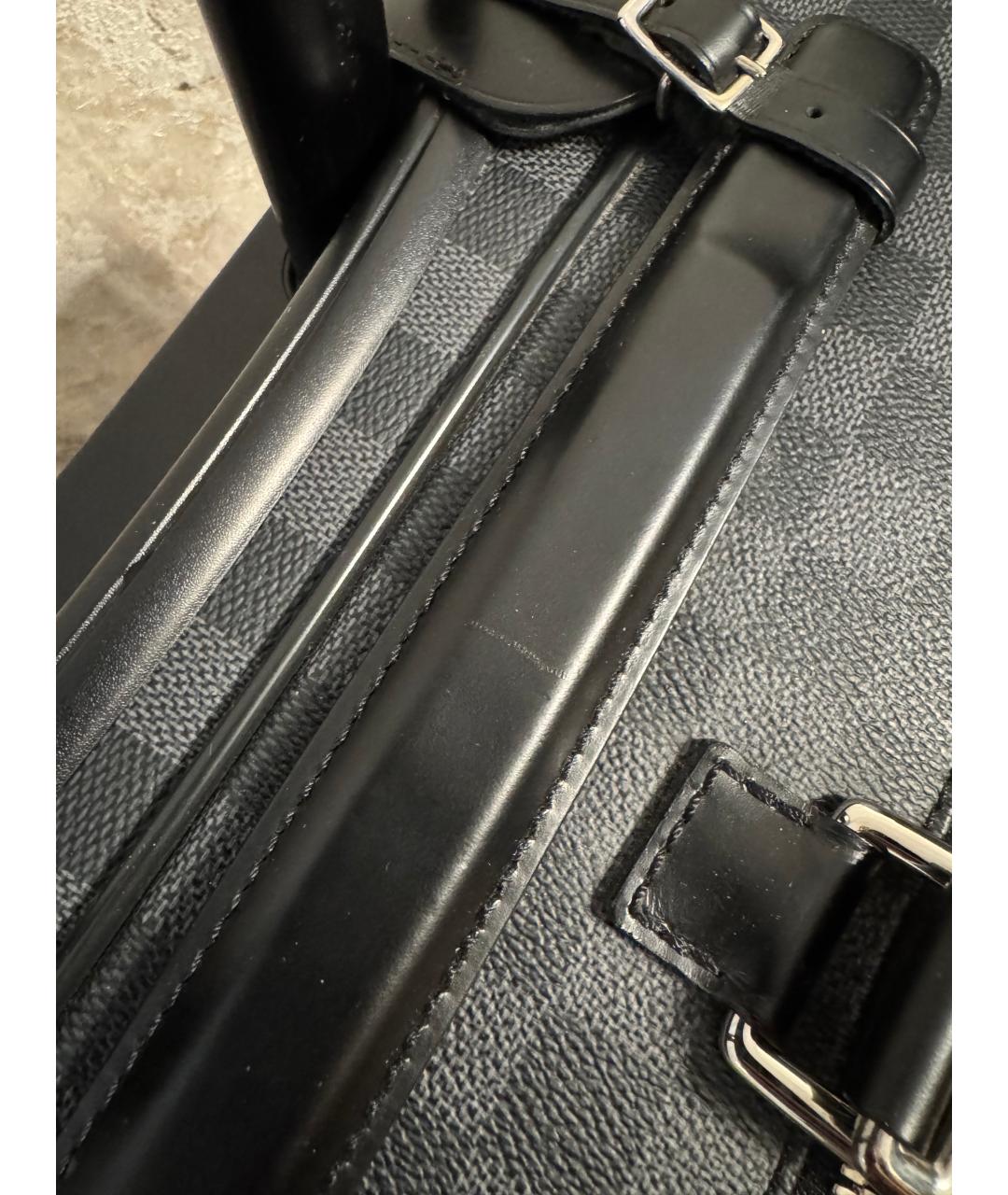 LOUIS VUITTON Черный кожаный чемодан, фото 7