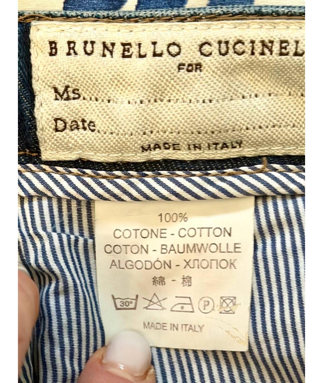 BRUNELLO CUCINELLI Синие хлопковые джинсы клеш, фото 3