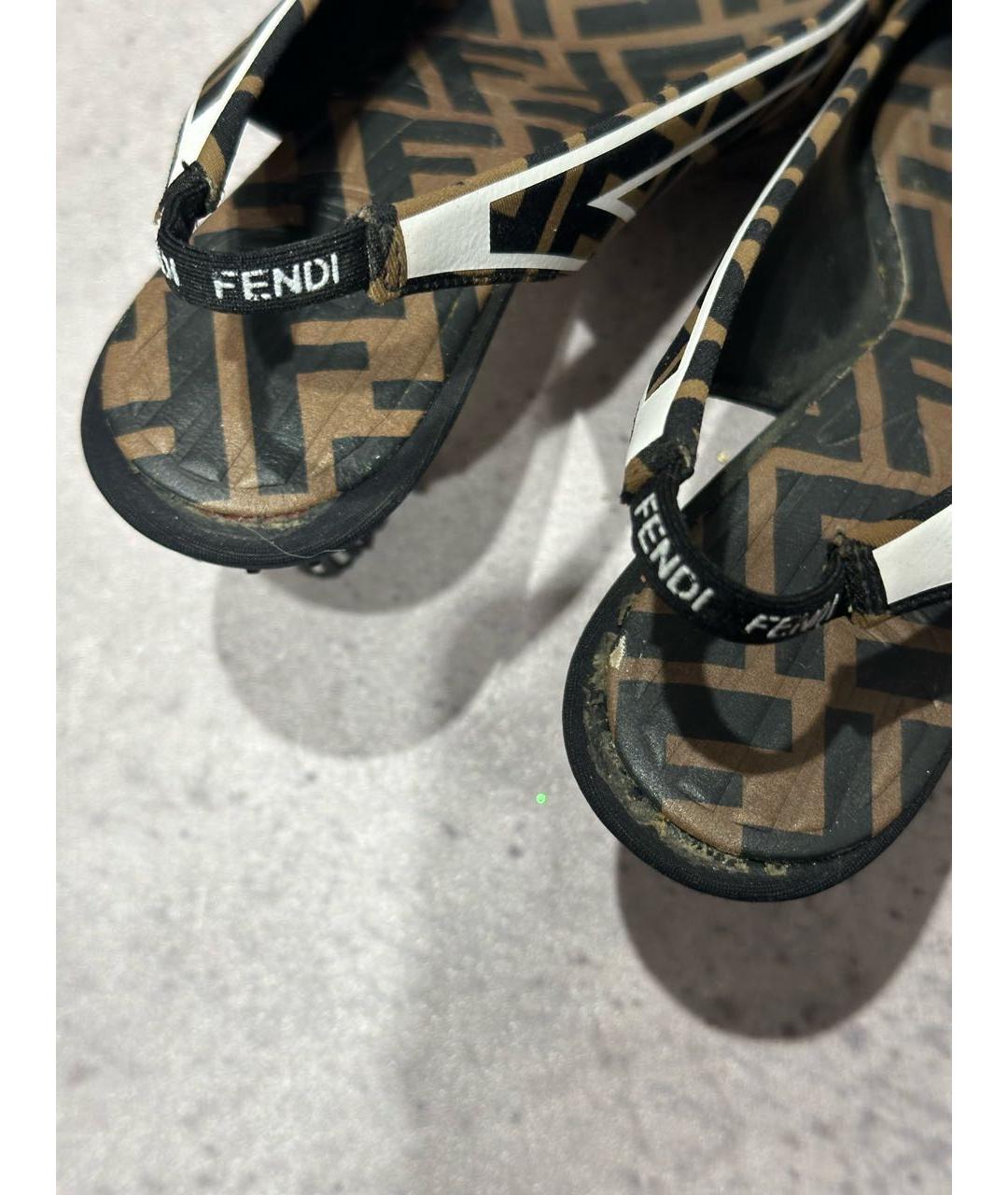 FENDI Коричневые текстильные туфли, фото 6