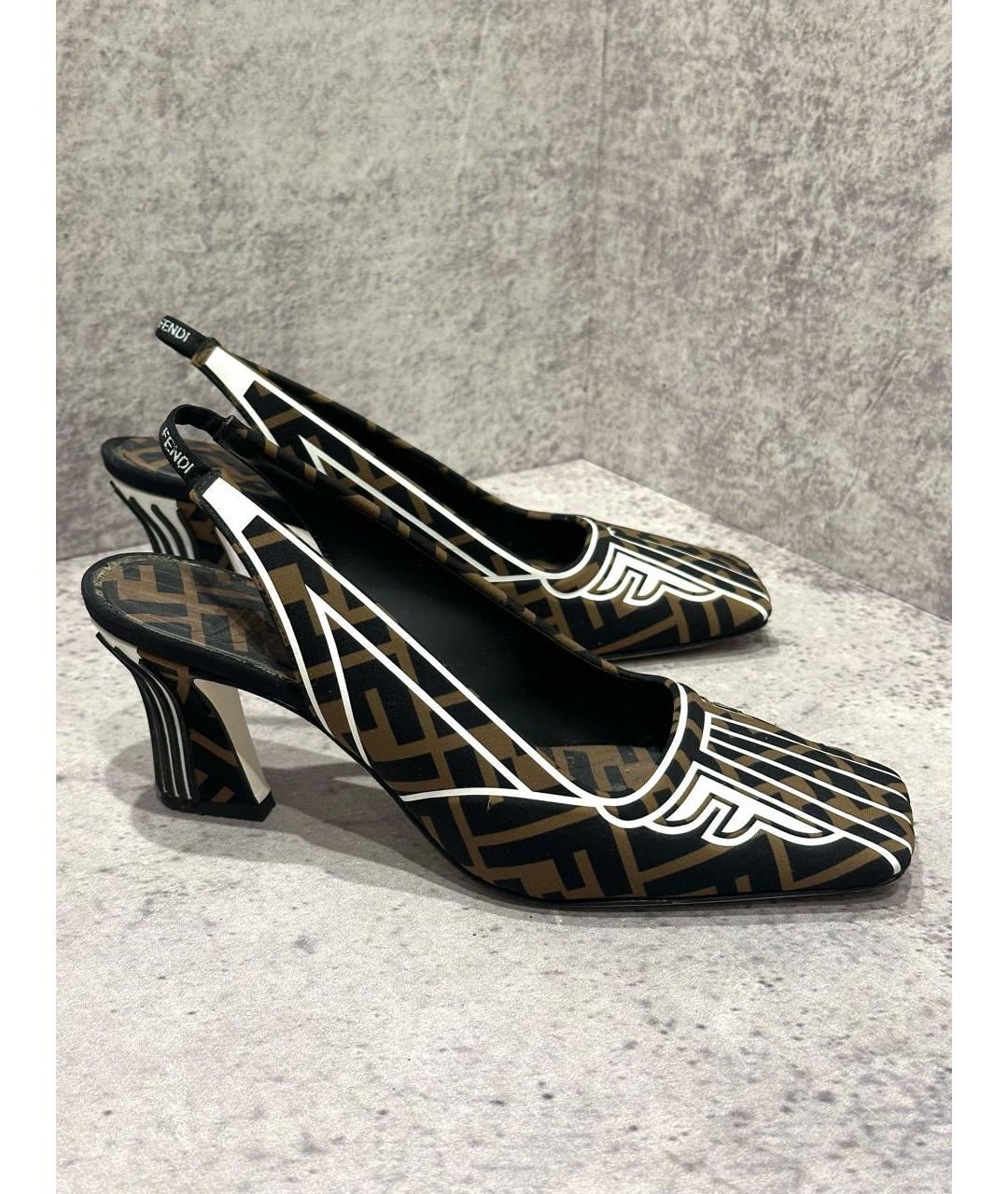 FENDI Коричневые текстильные туфли, фото 7