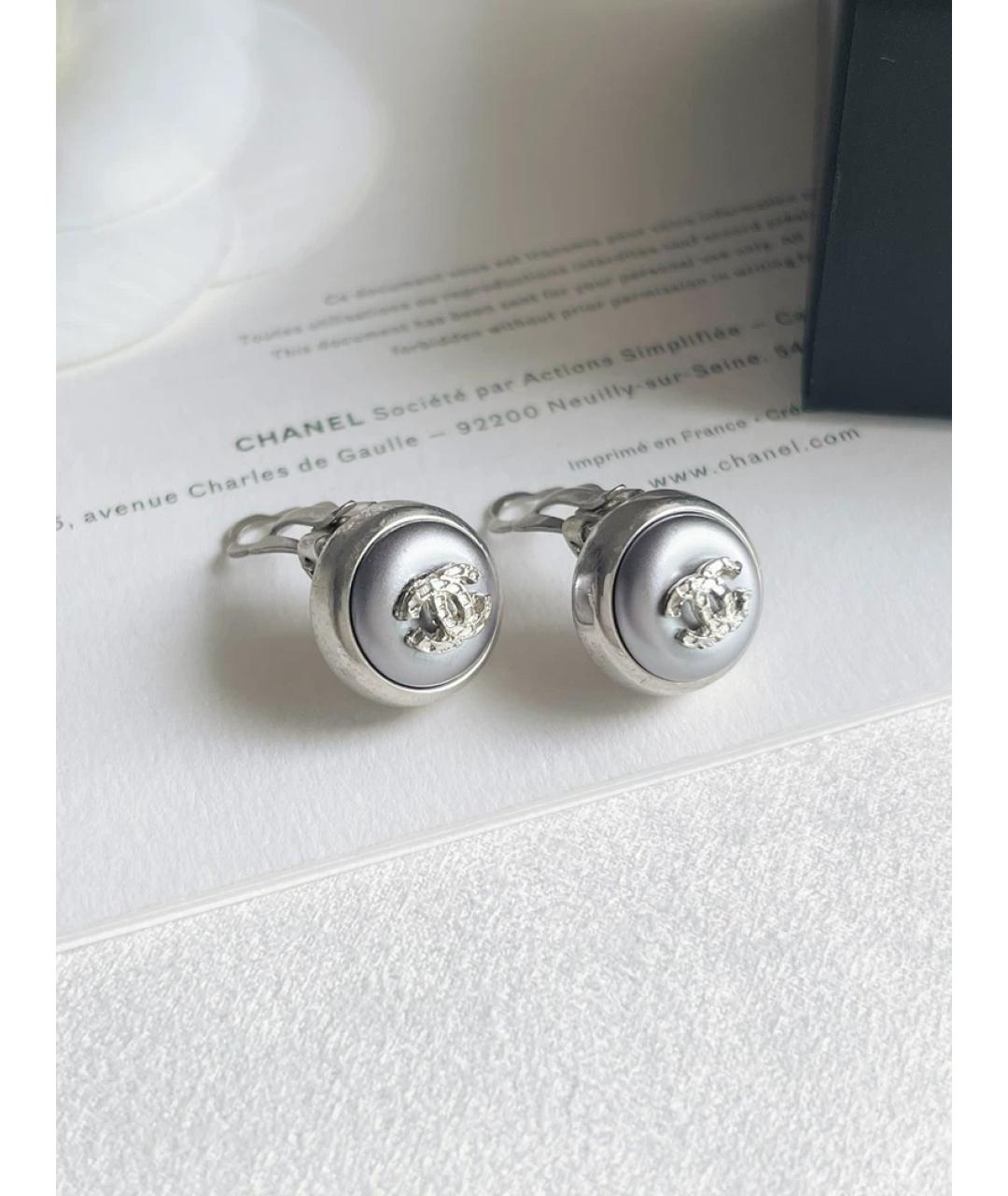 CHANEL Серые металлические серьги, фото 4