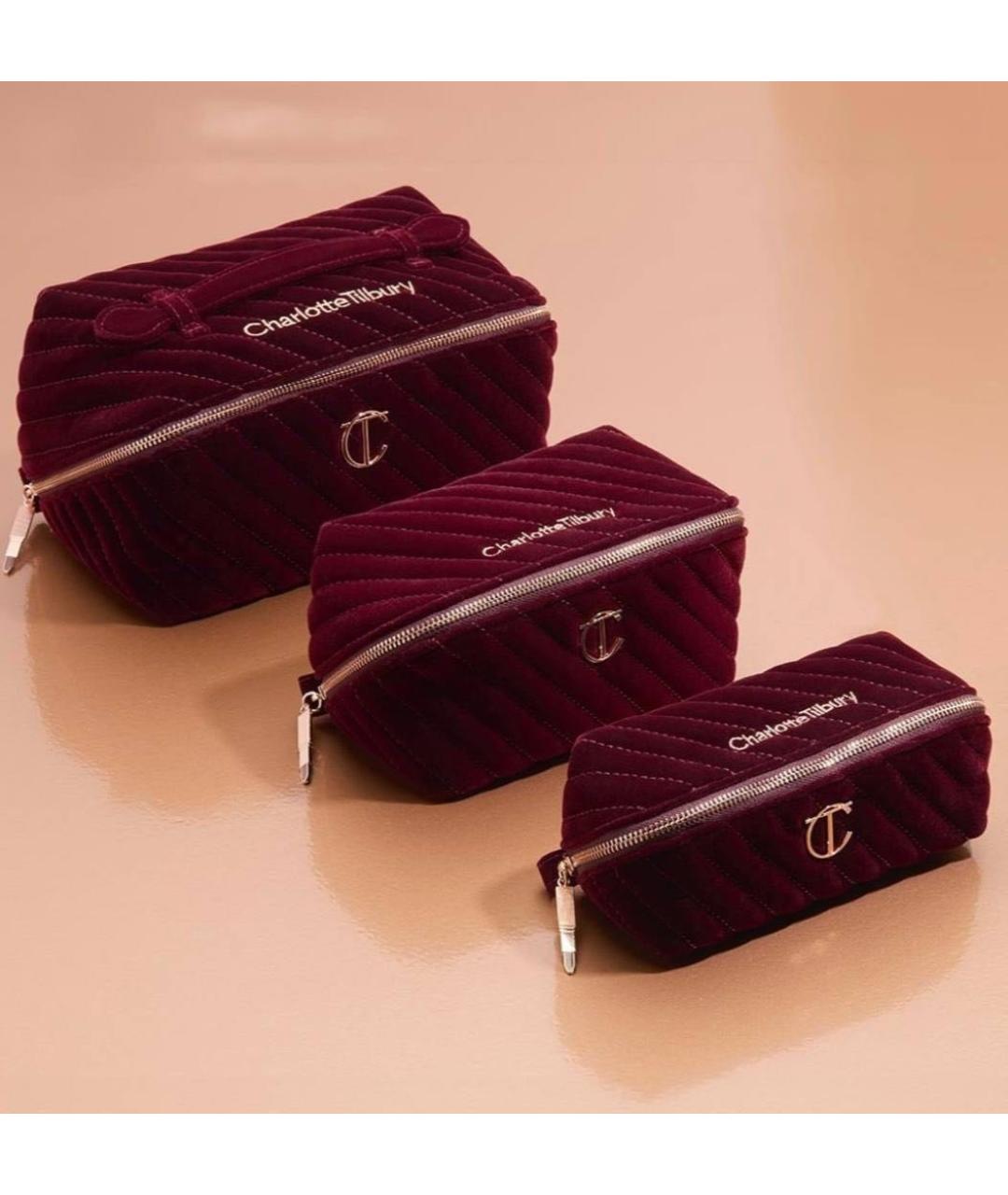 CHARLOTTE TILBURY Бордовая бархатная косметичка, фото 3