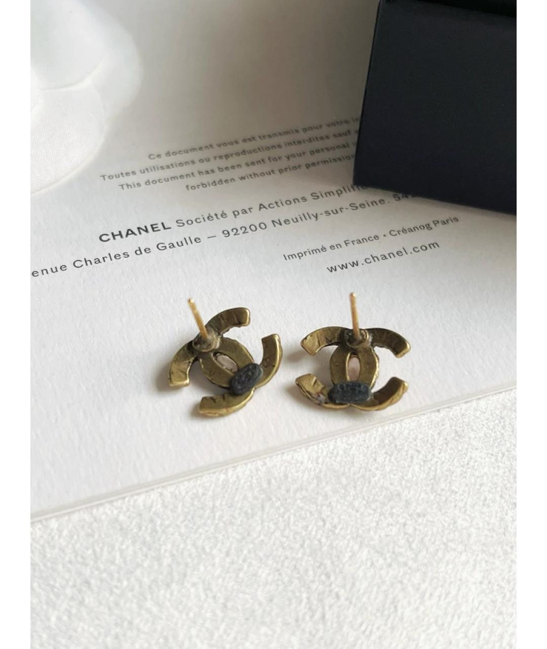 CHANEL Золотые латунные серьги, фото 2