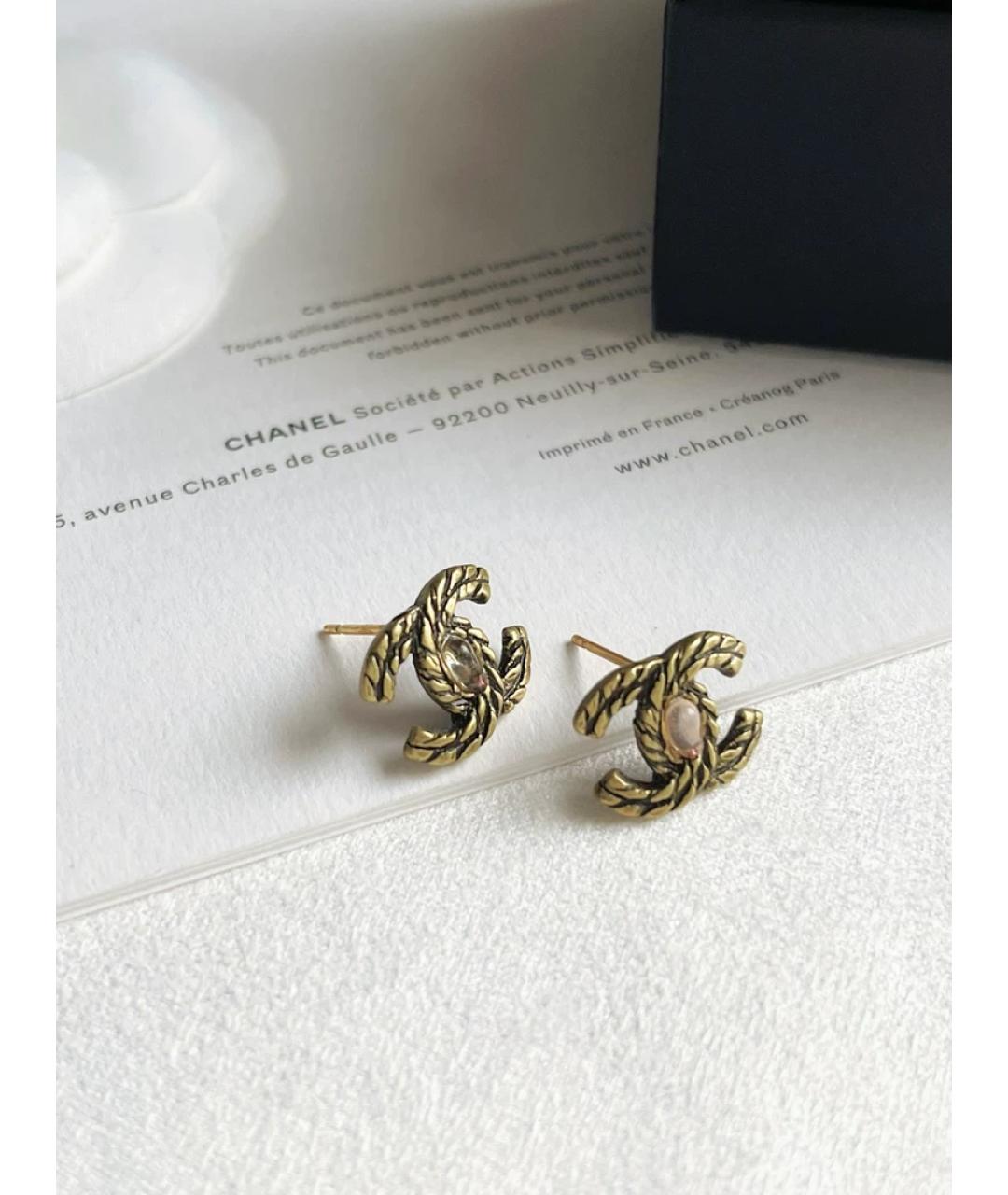 CHANEL Золотые латунные серьги, фото 4