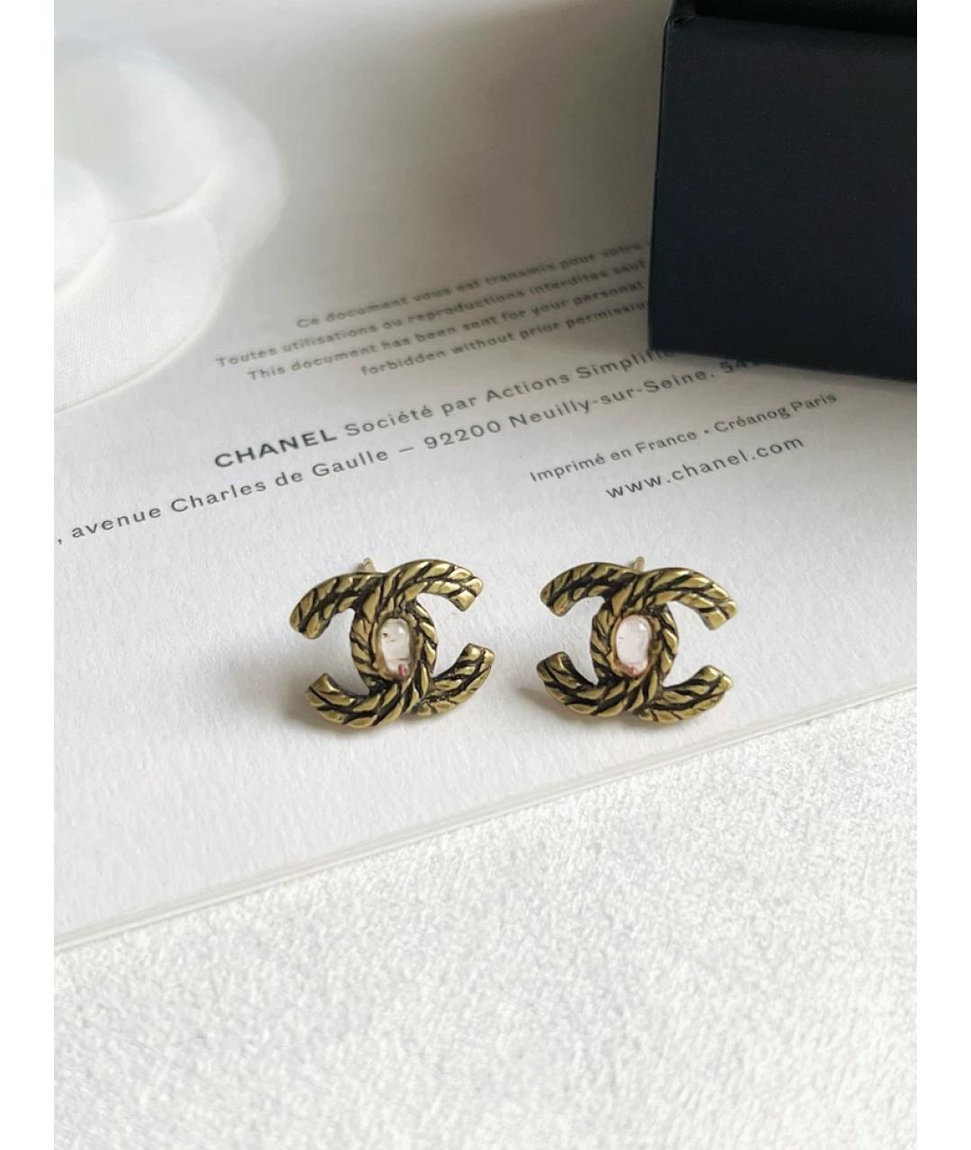 CHANEL Золотые латунные серьги, фото 3