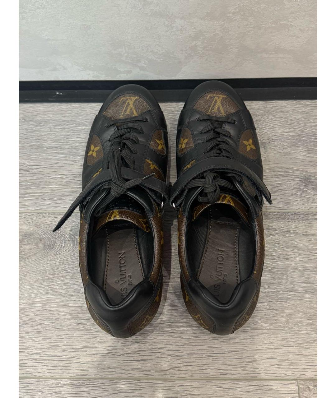LOUIS VUITTON Коричневые низкие кроссовки / кеды из искусственной кожи, фото 4