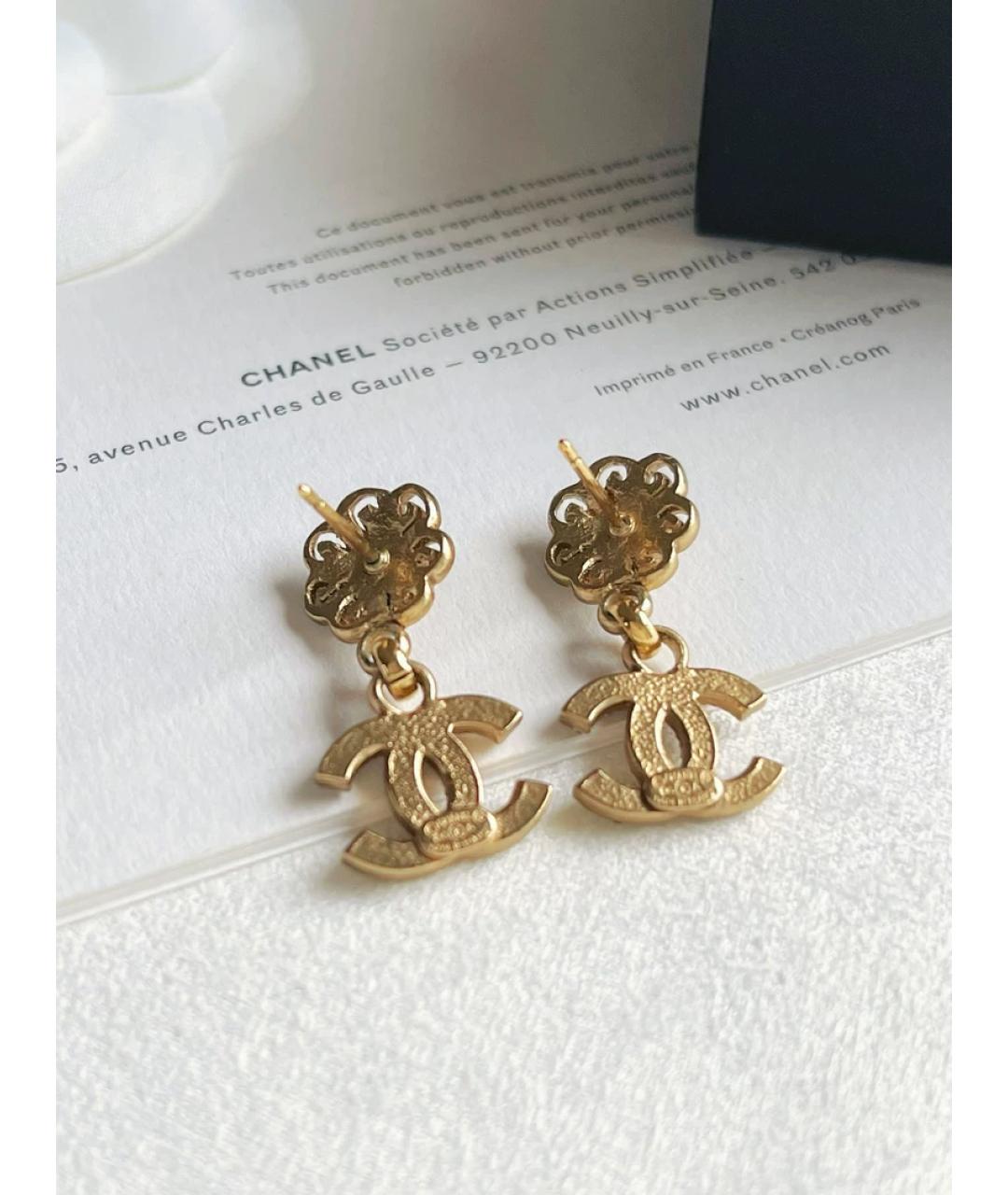 CHANEL Золотые металлические серьги, фото 3