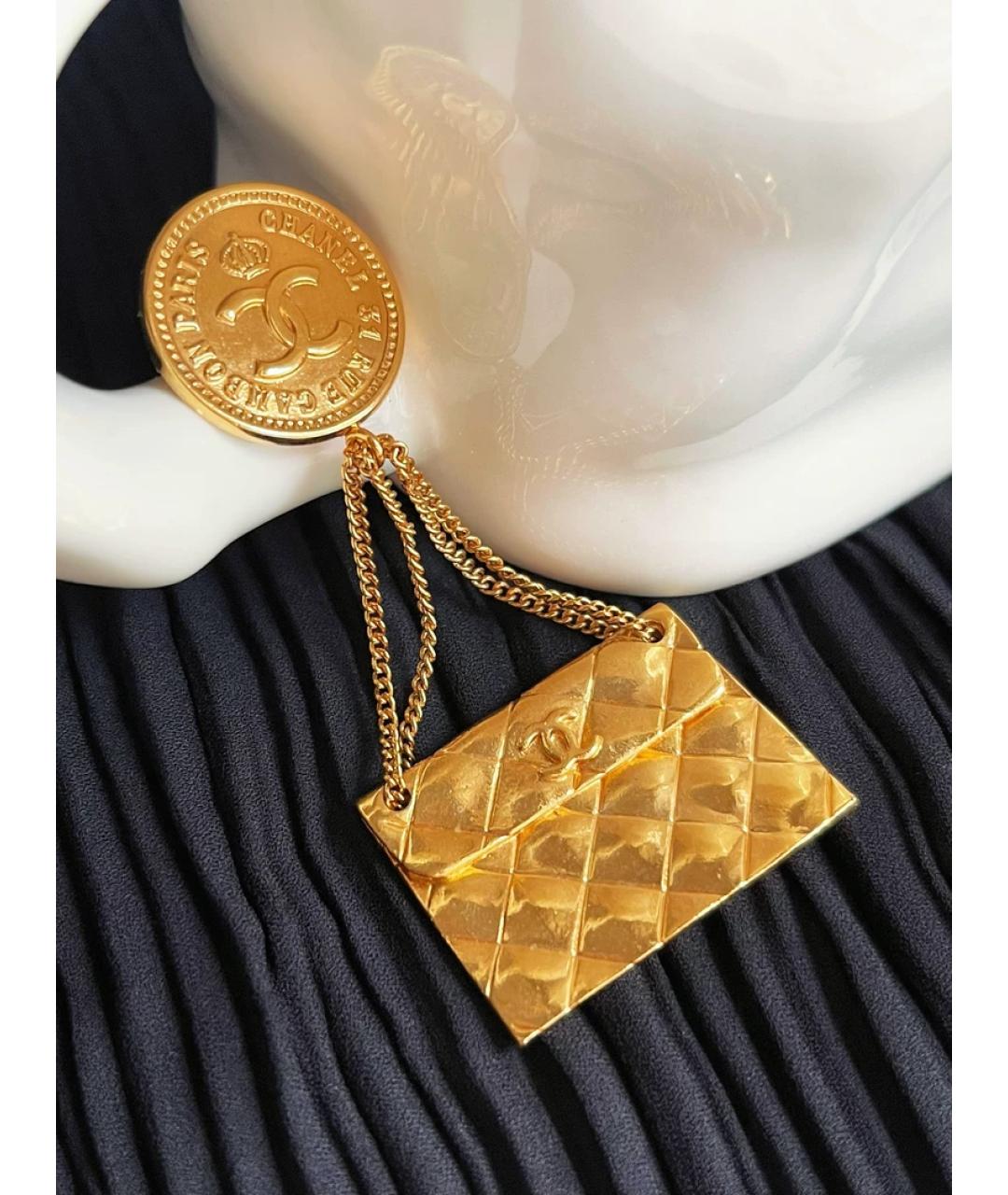 CHANEL Золотые металлические серьги, фото 5