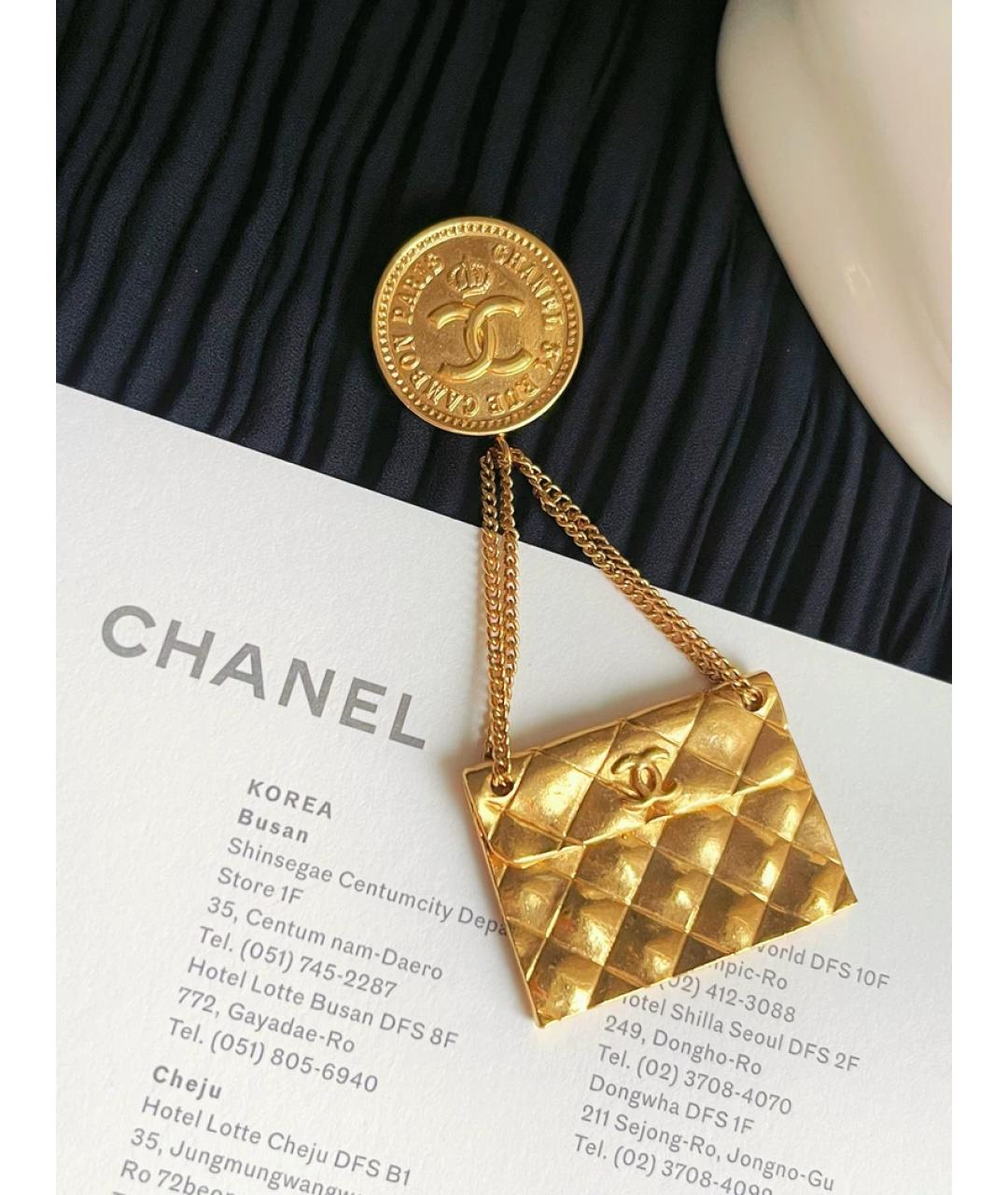 CHANEL Золотые металлические серьги, фото 6