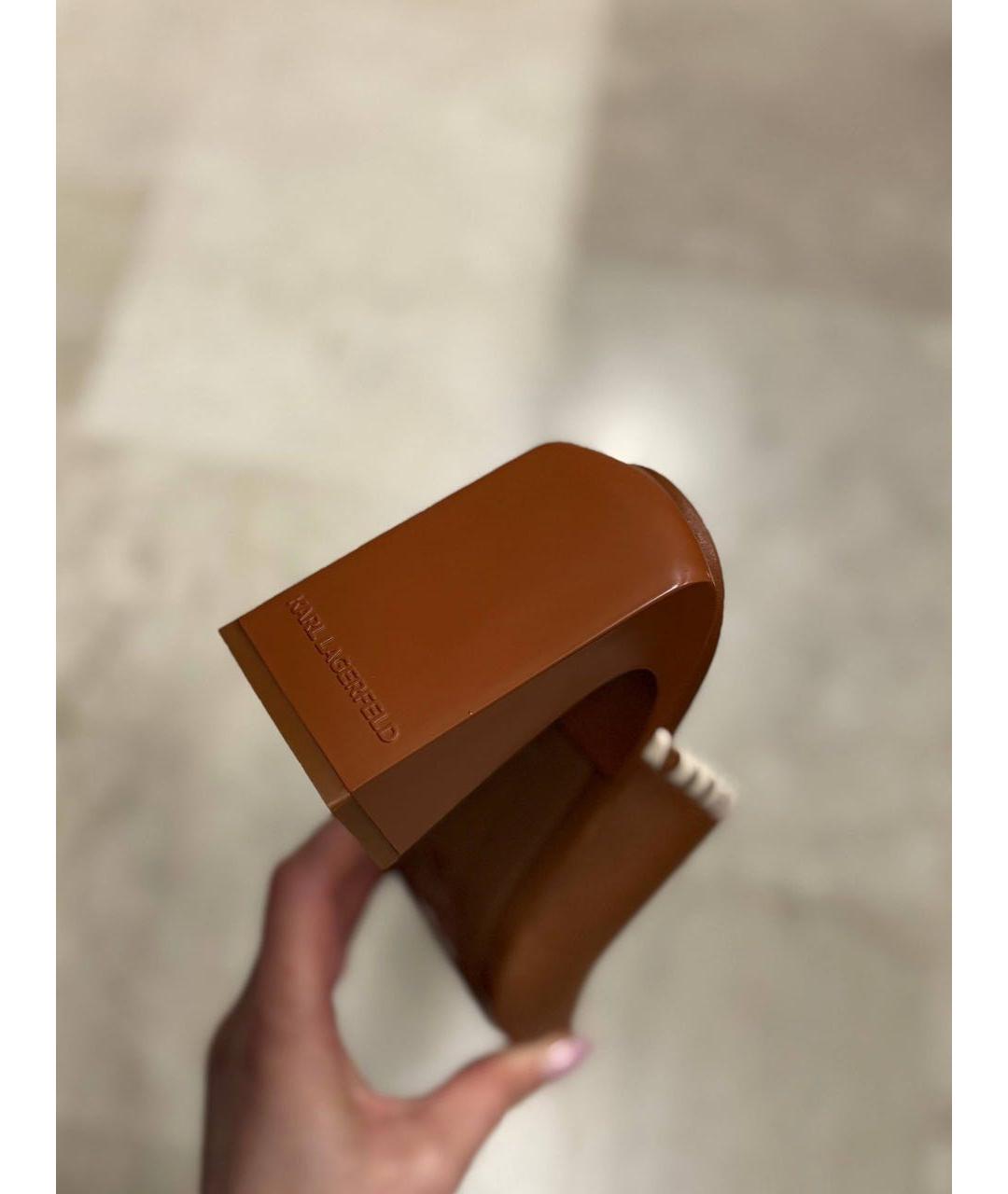 KARL LAGERFELD Коричневые кожаные мюли, фото 4