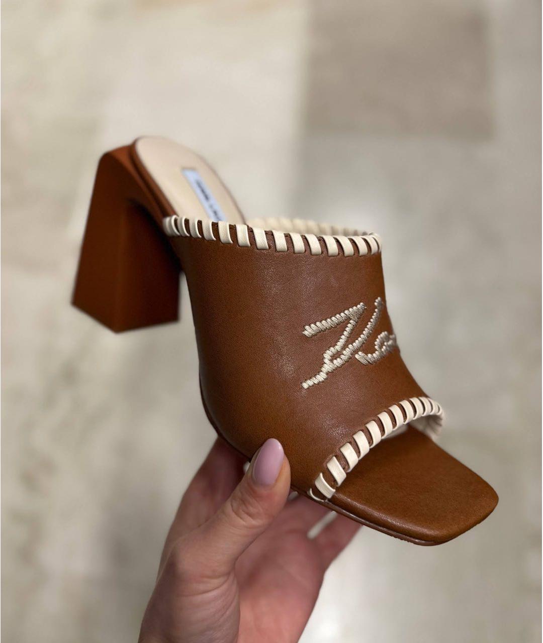 KARL LAGERFELD Коричневые кожаные мюли, фото 2