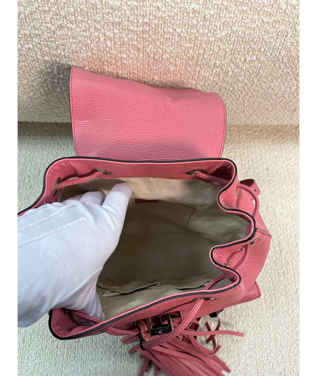GUCCI Розовый кожаный рюкзак, фото 4