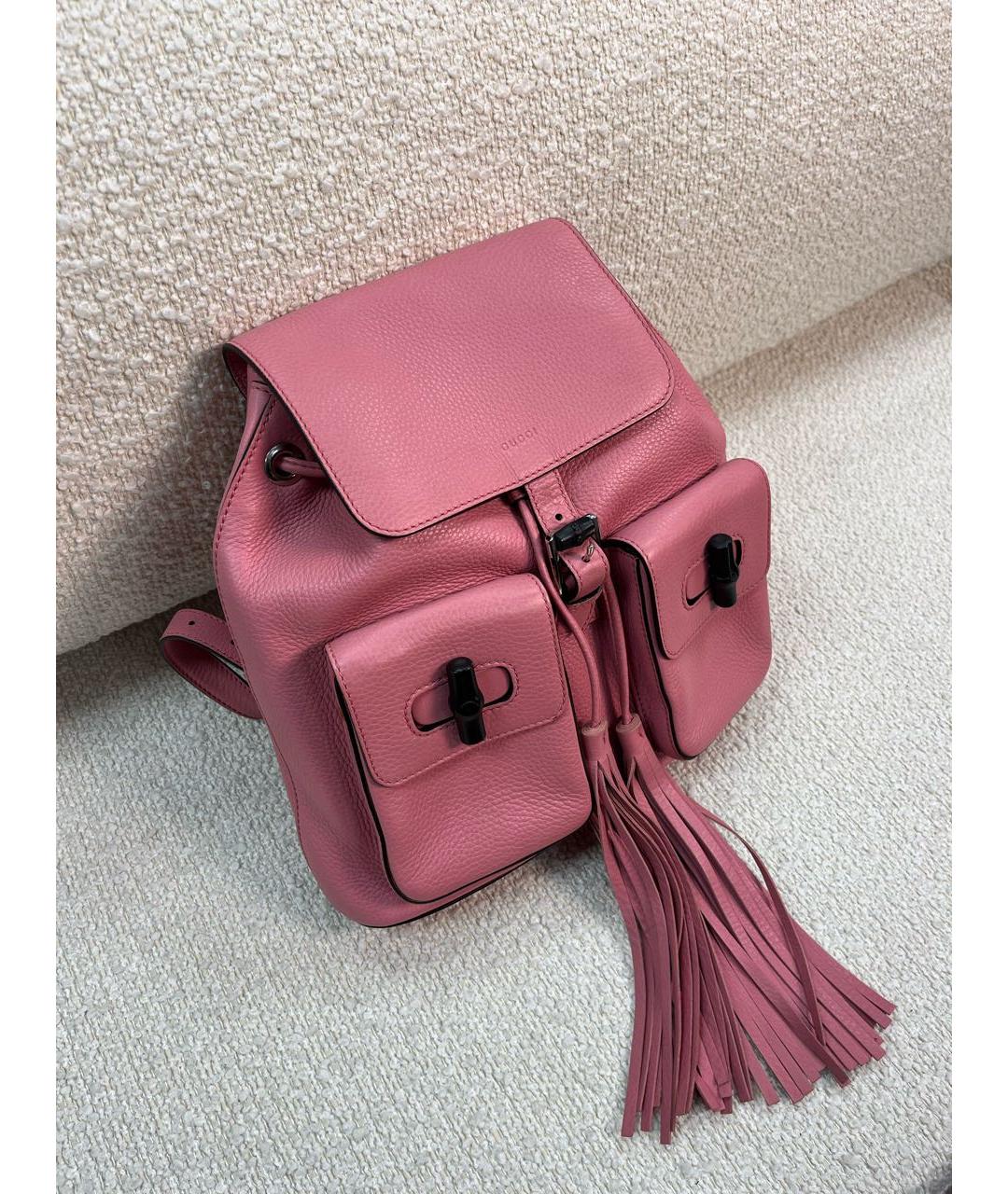 GUCCI Розовый кожаный рюкзак, фото 2