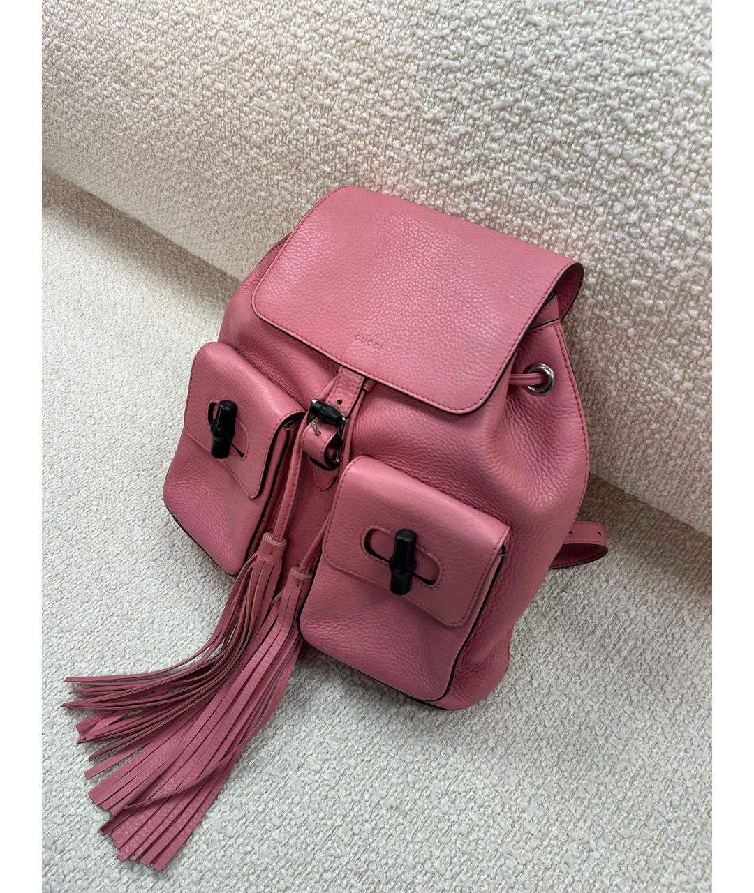 GUCCI Розовый кожаный рюкзак, фото 5