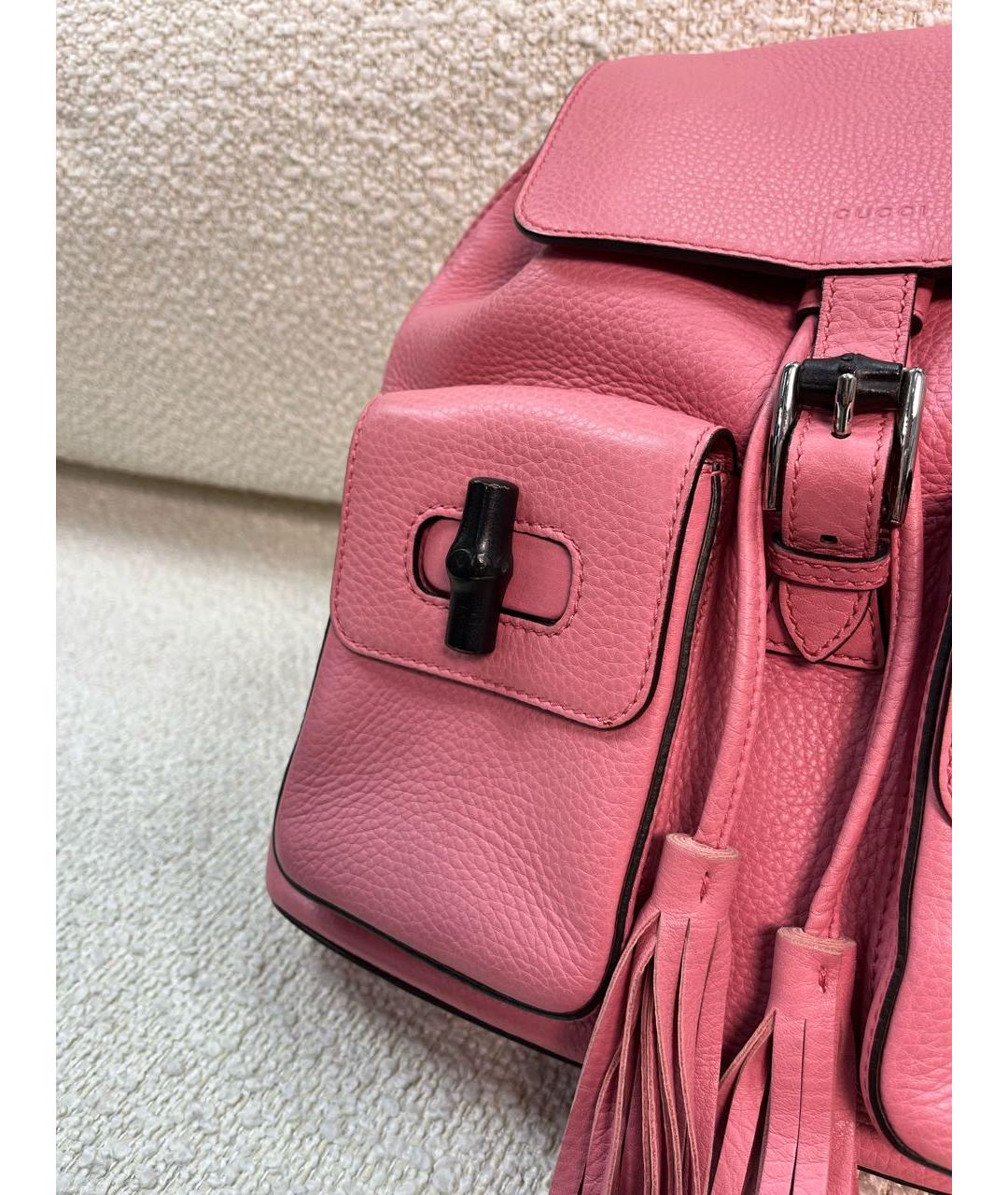 GUCCI Розовый кожаный рюкзак, фото 8
